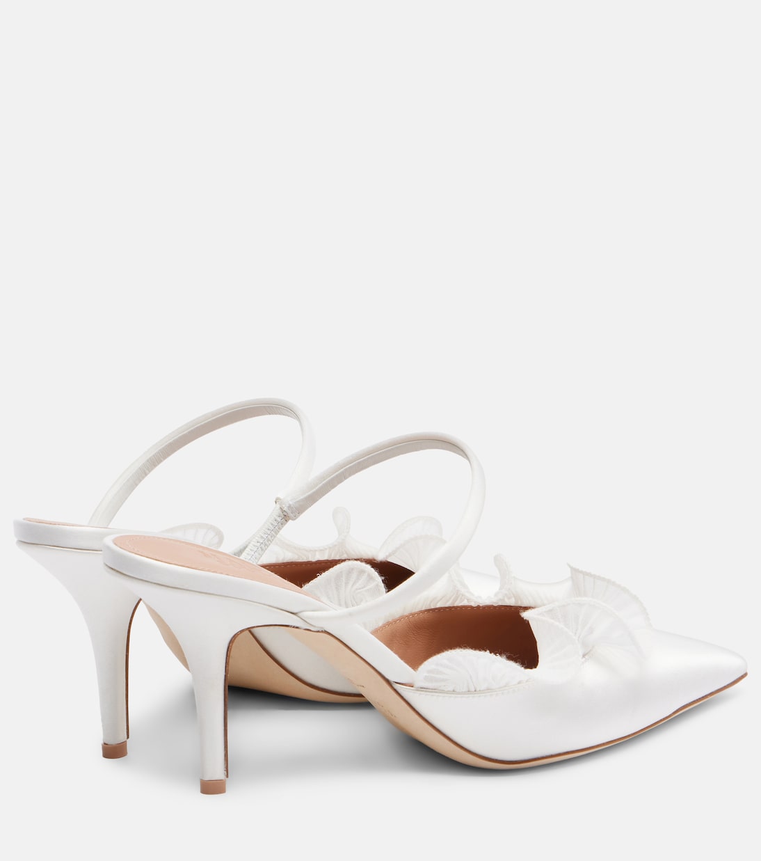 Malone Souliers - Cecile 70 ruffled satin mules