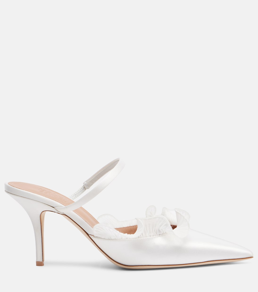 Malone Souliers - Cecile 70 ruffled satin mules