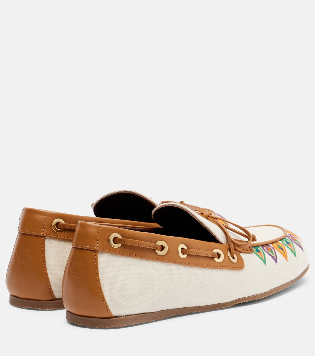 Etro - Embroidered canvas boat shoes