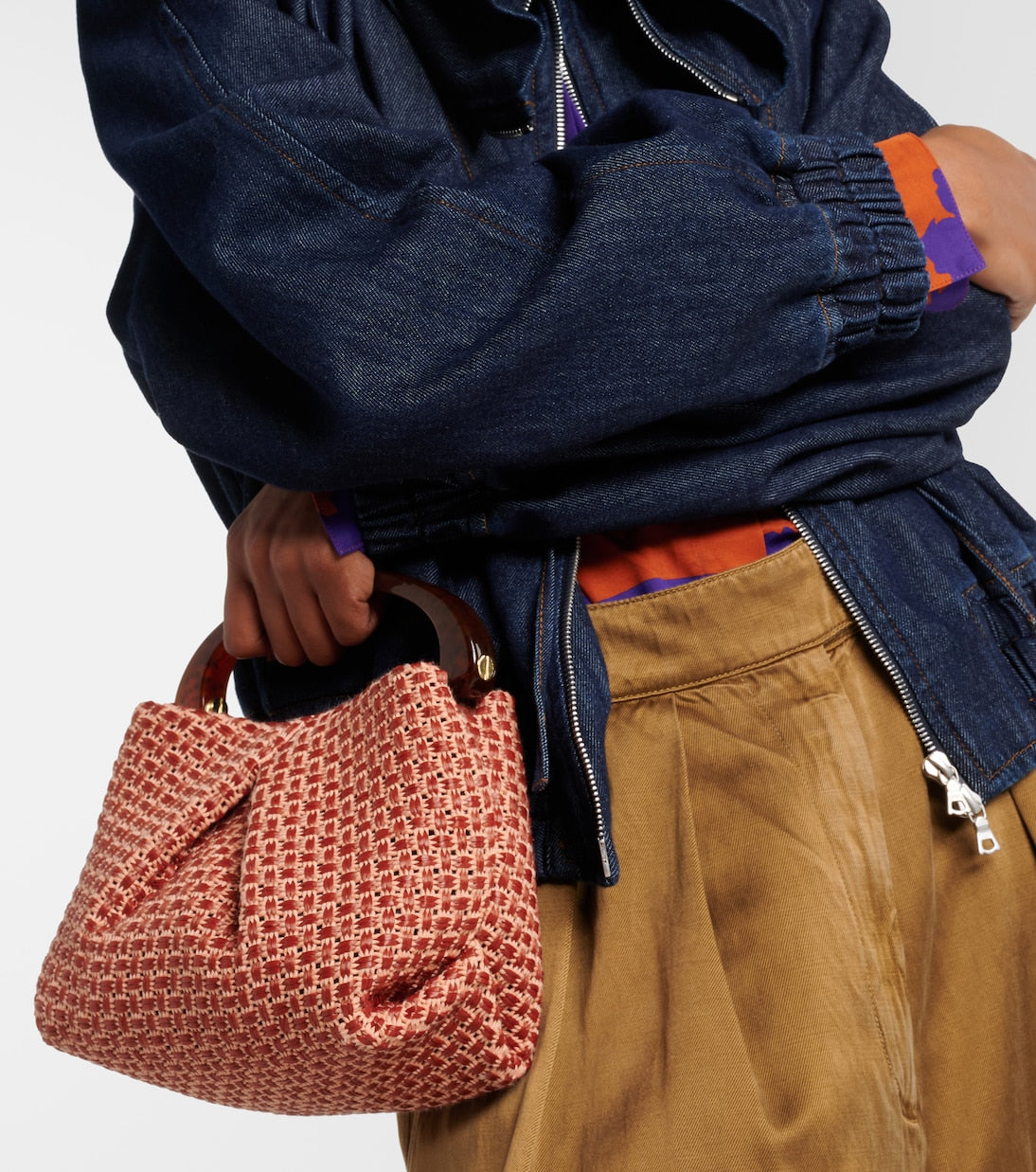 Dries Van Noten - Woven raffia-effect top-handle bag