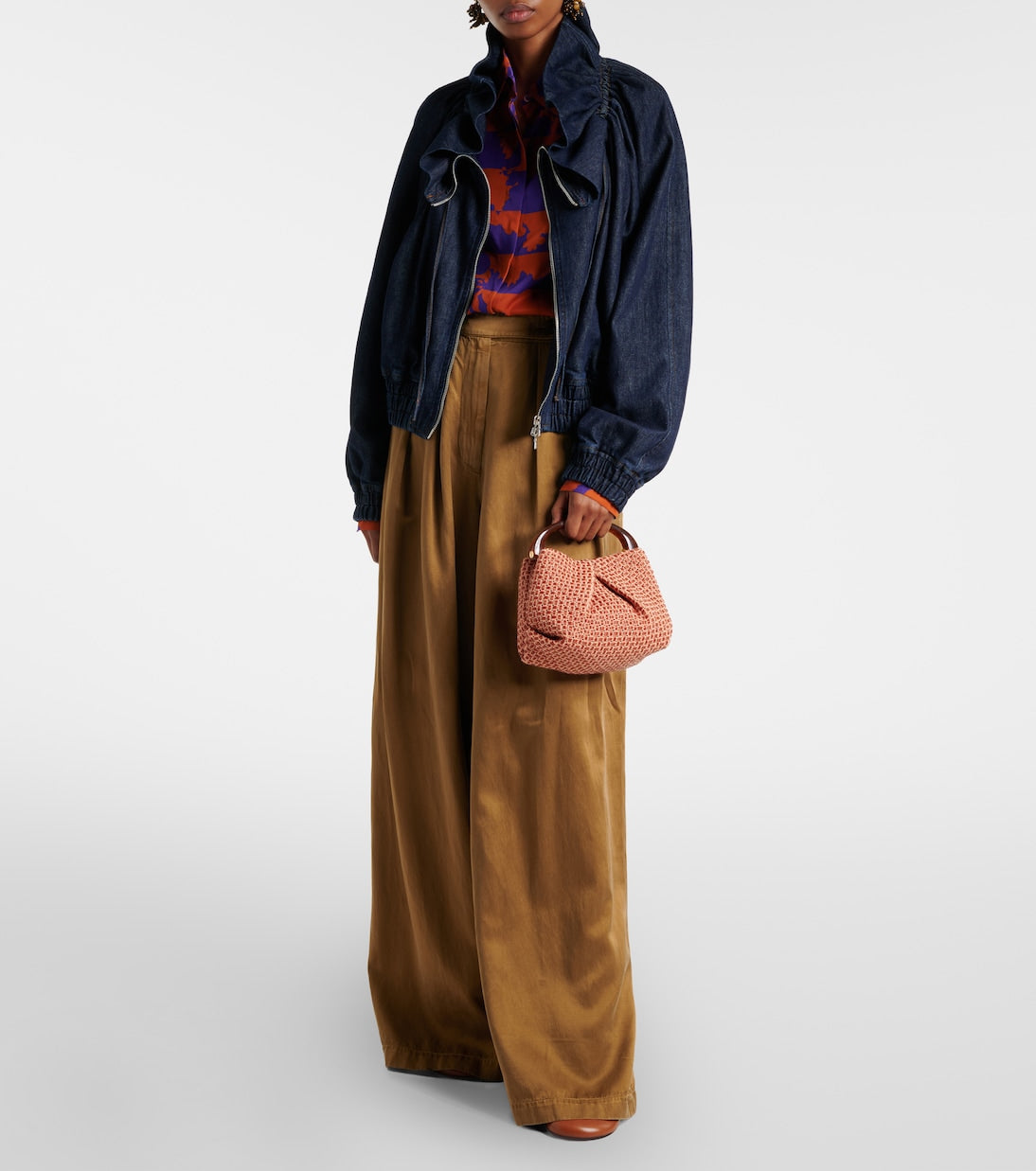 Dries Van Noten - Woven raffia-effect top-handle bag