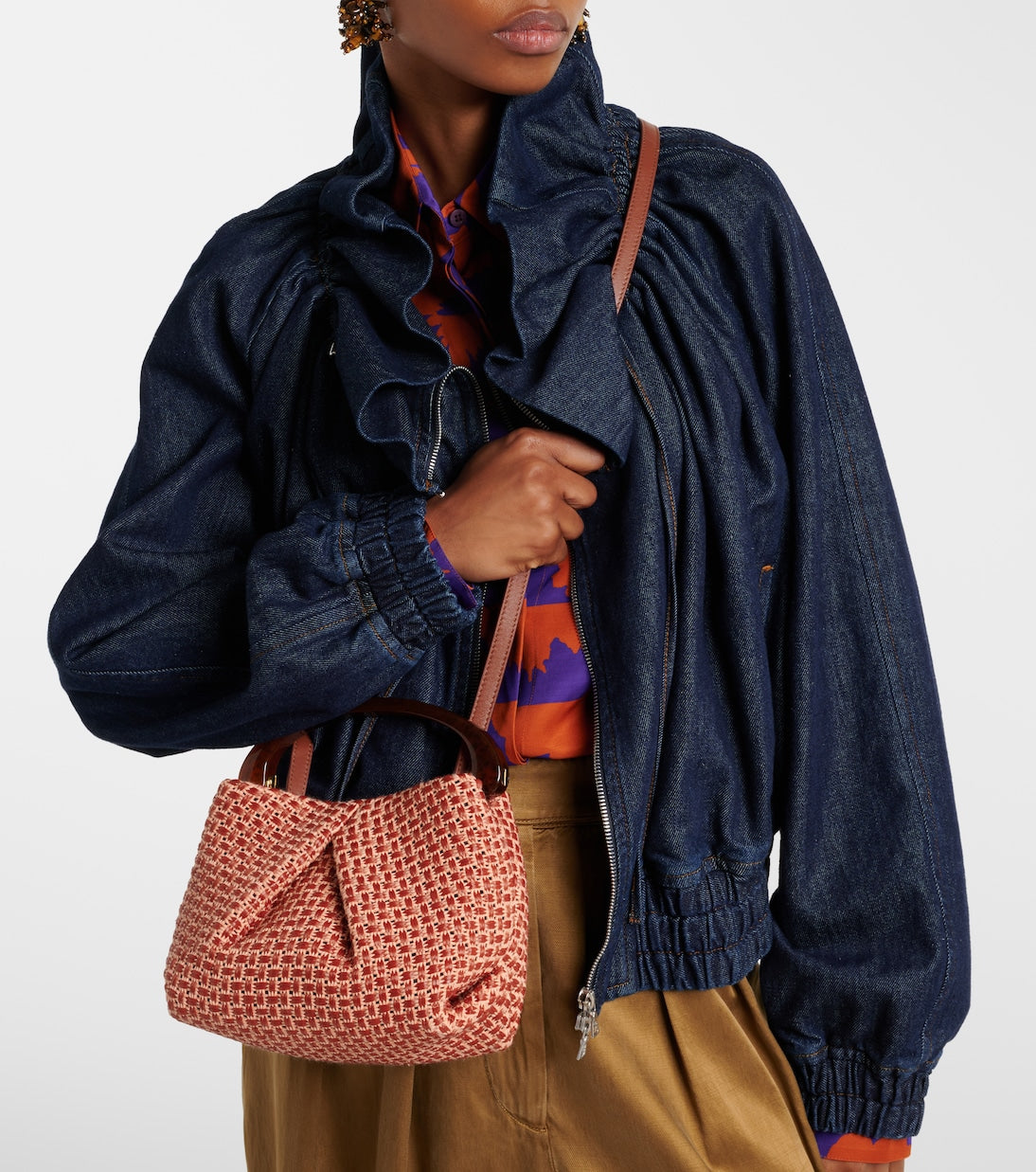 Dries Van Noten - Woven raffia-effect top-handle bag