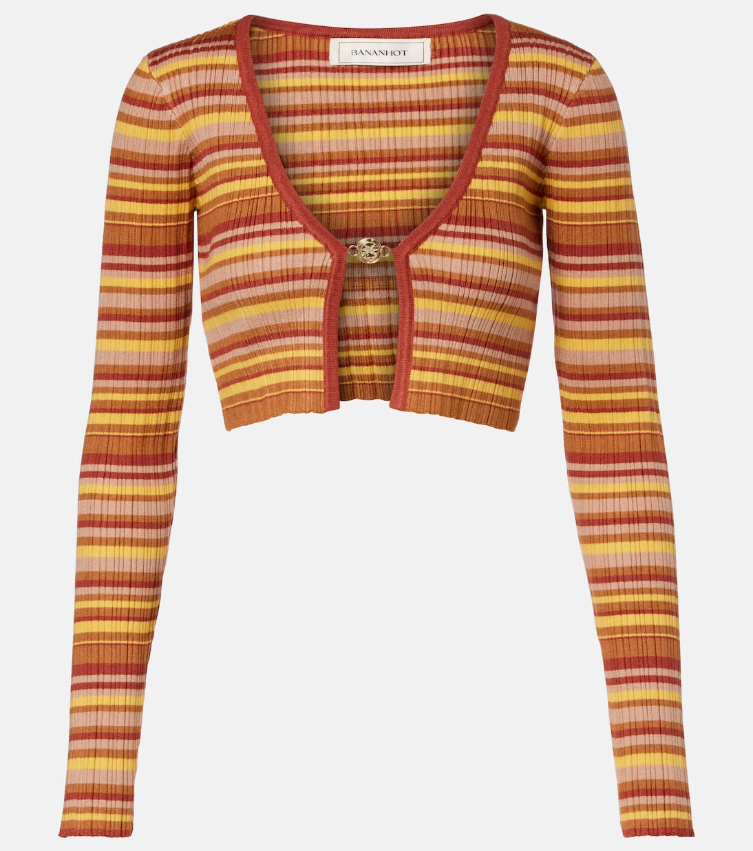 Bananhot - Ann ribbed-knit striped cropped cardigan