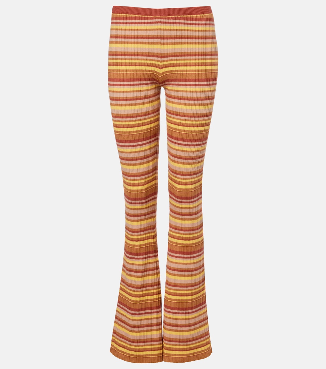 Bananhot - Ann ribbed-knit striped flared pants