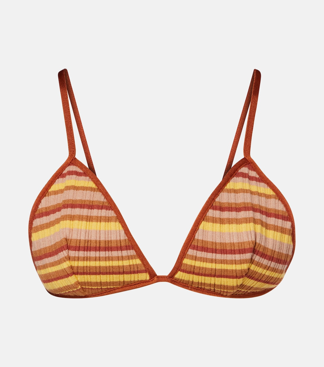 Bananhot - Ann ribbed-knit striped bikini top