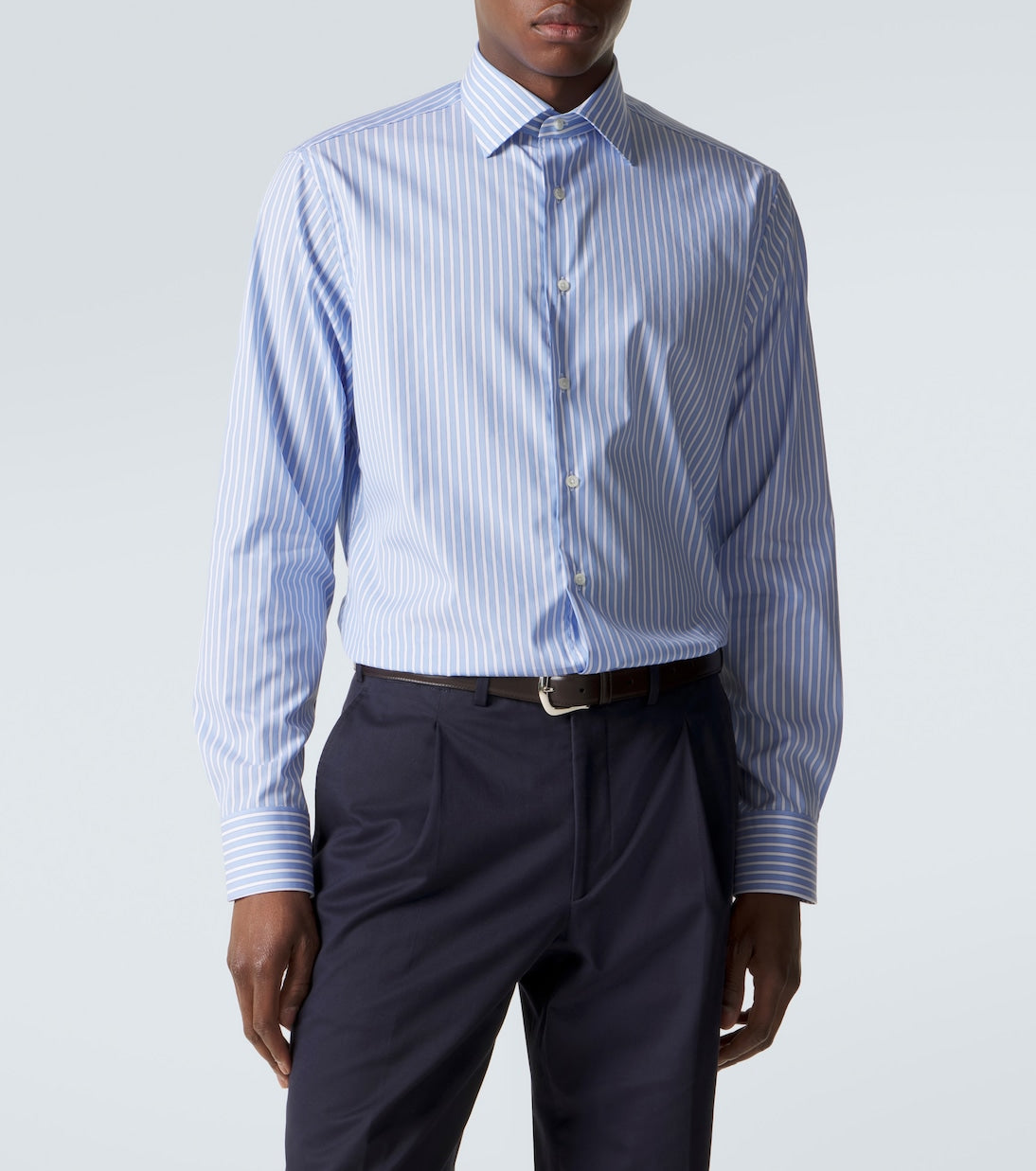 Canali - Striped cotton poplin shirt