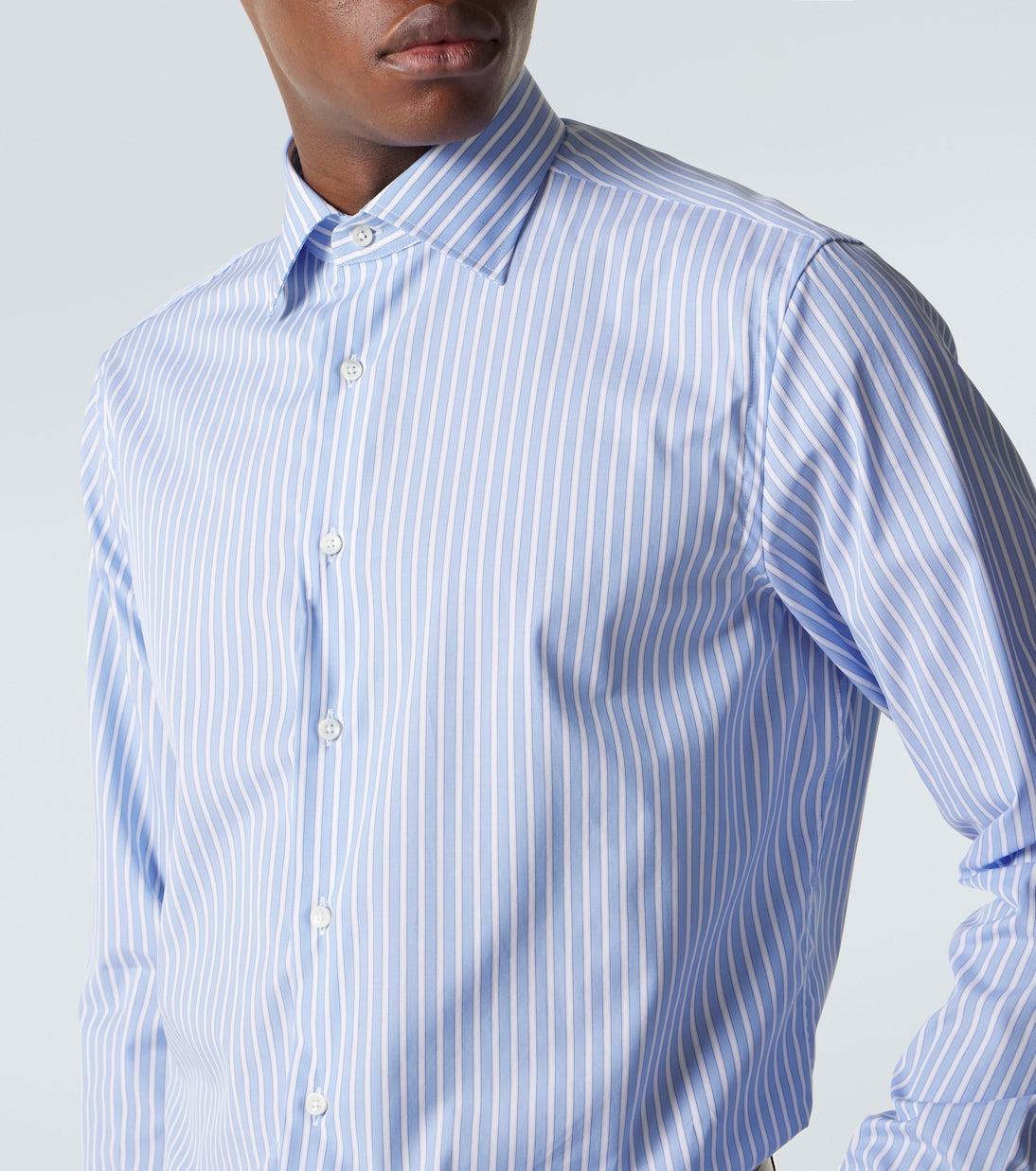 Canali - Striped cotton poplin shirt