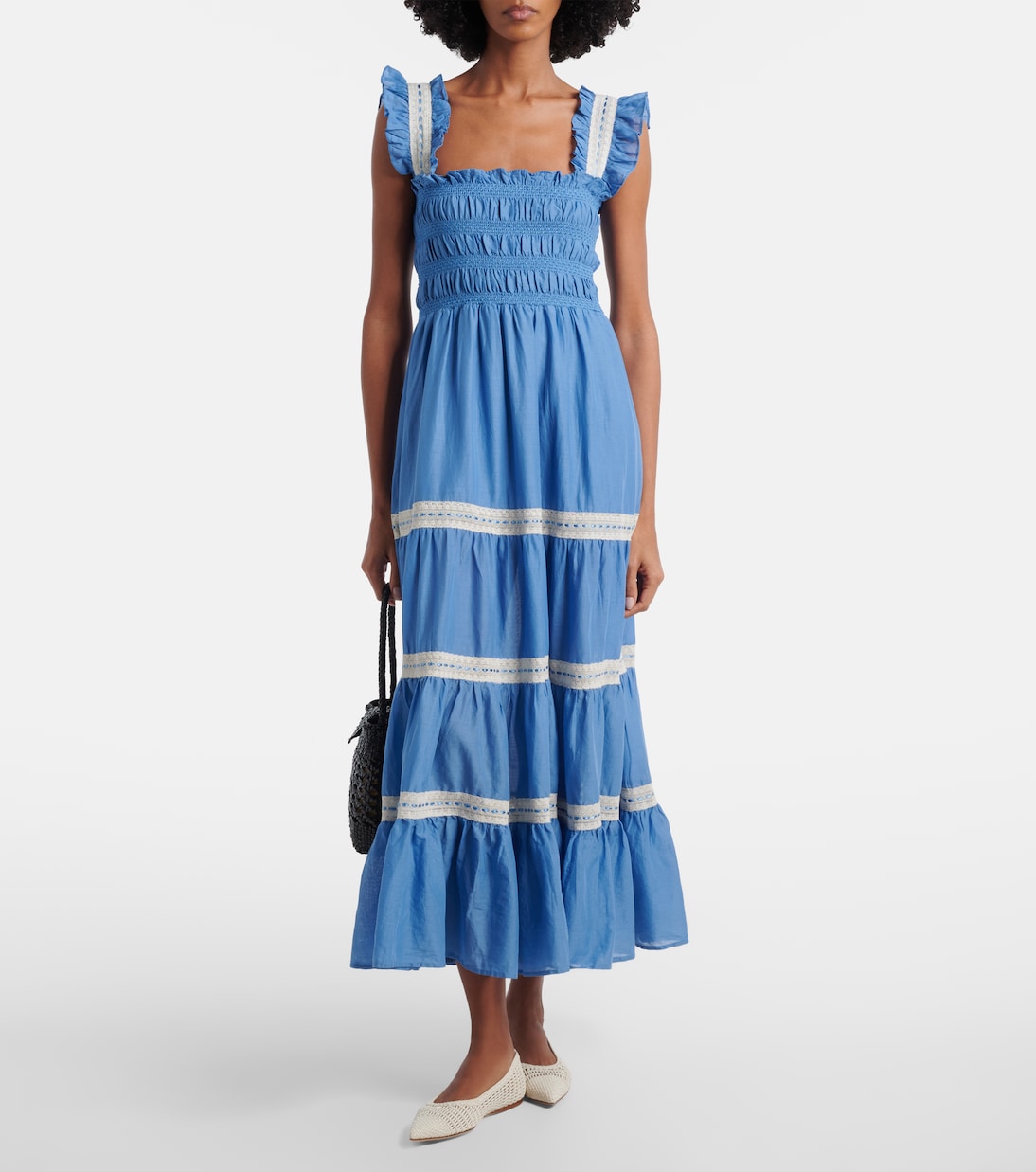 Rixo - Aubrie lace-trimmed cotton voile midi dress