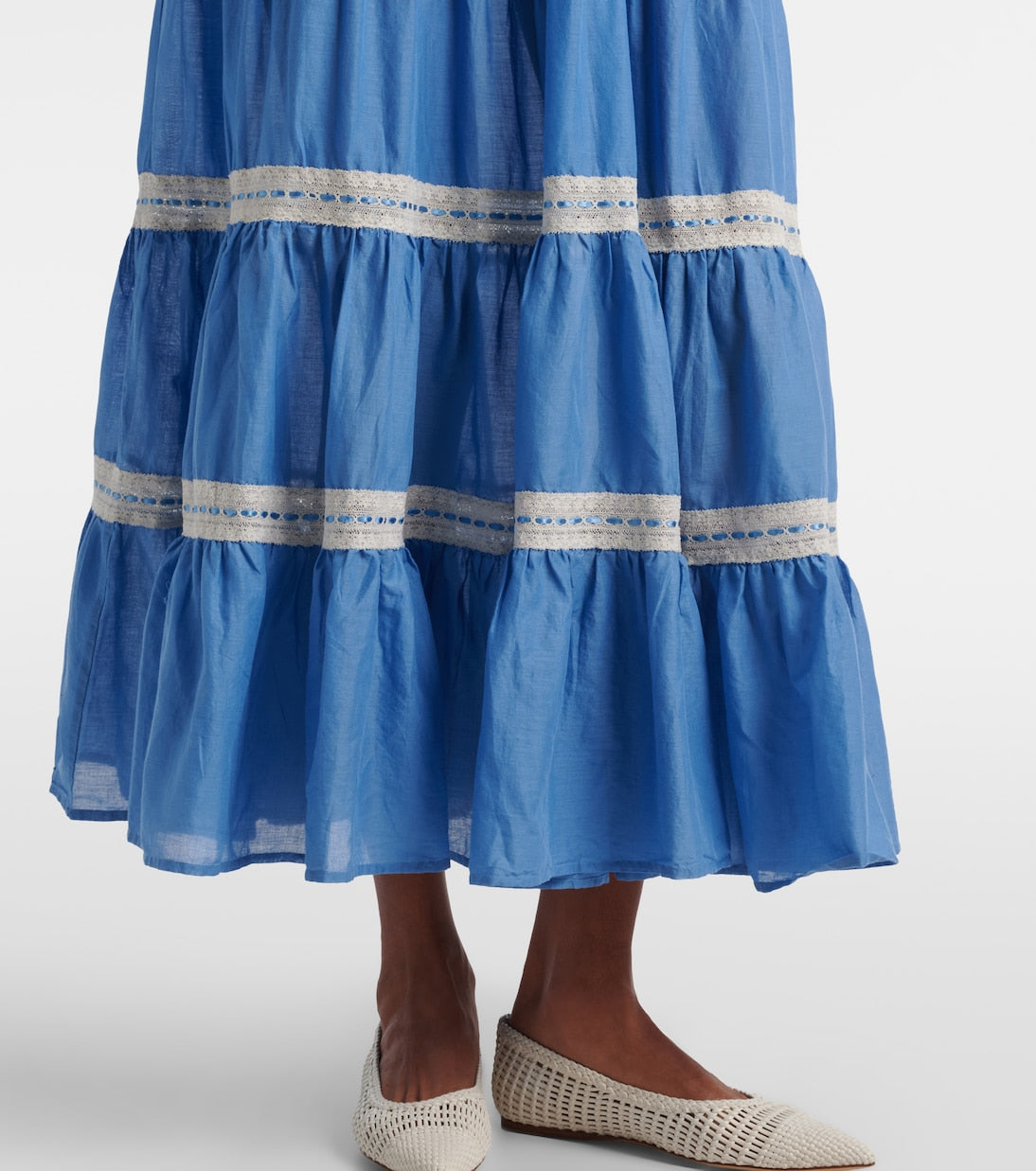Rixo - Aubrie lace-trimmed cotton voile midi dress