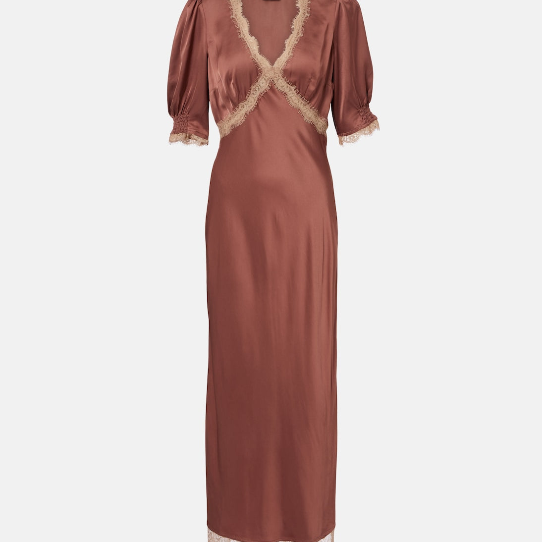 Rixo - Annina lace-trimmed satin maxi dress