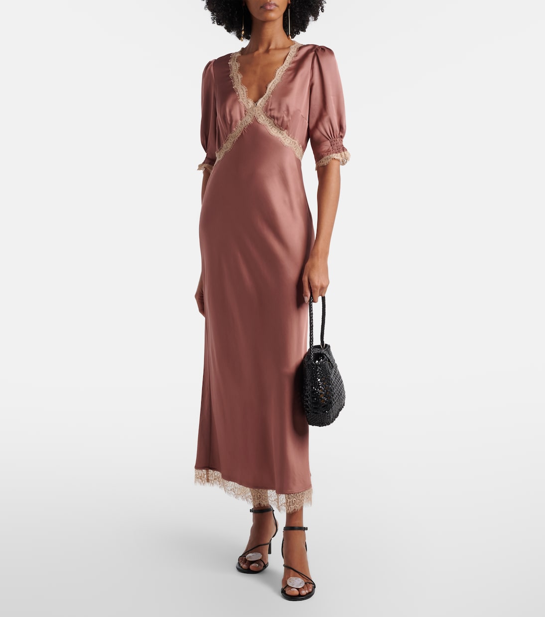 Rixo - Annina lace-trimmed satin maxi dress