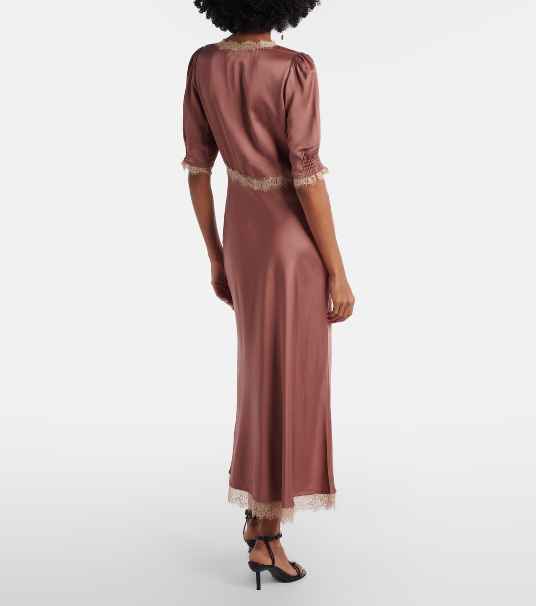 Rixo - Annina lace-trimmed satin maxi dress