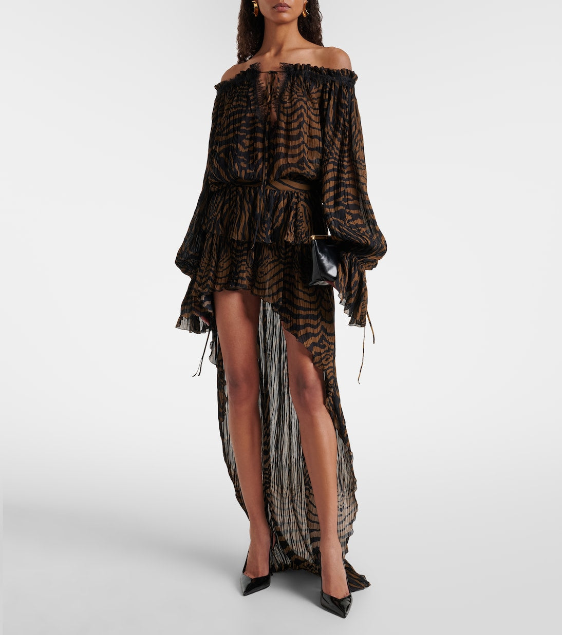 Blumarine - Asymmetric ruffled printed miniskirt