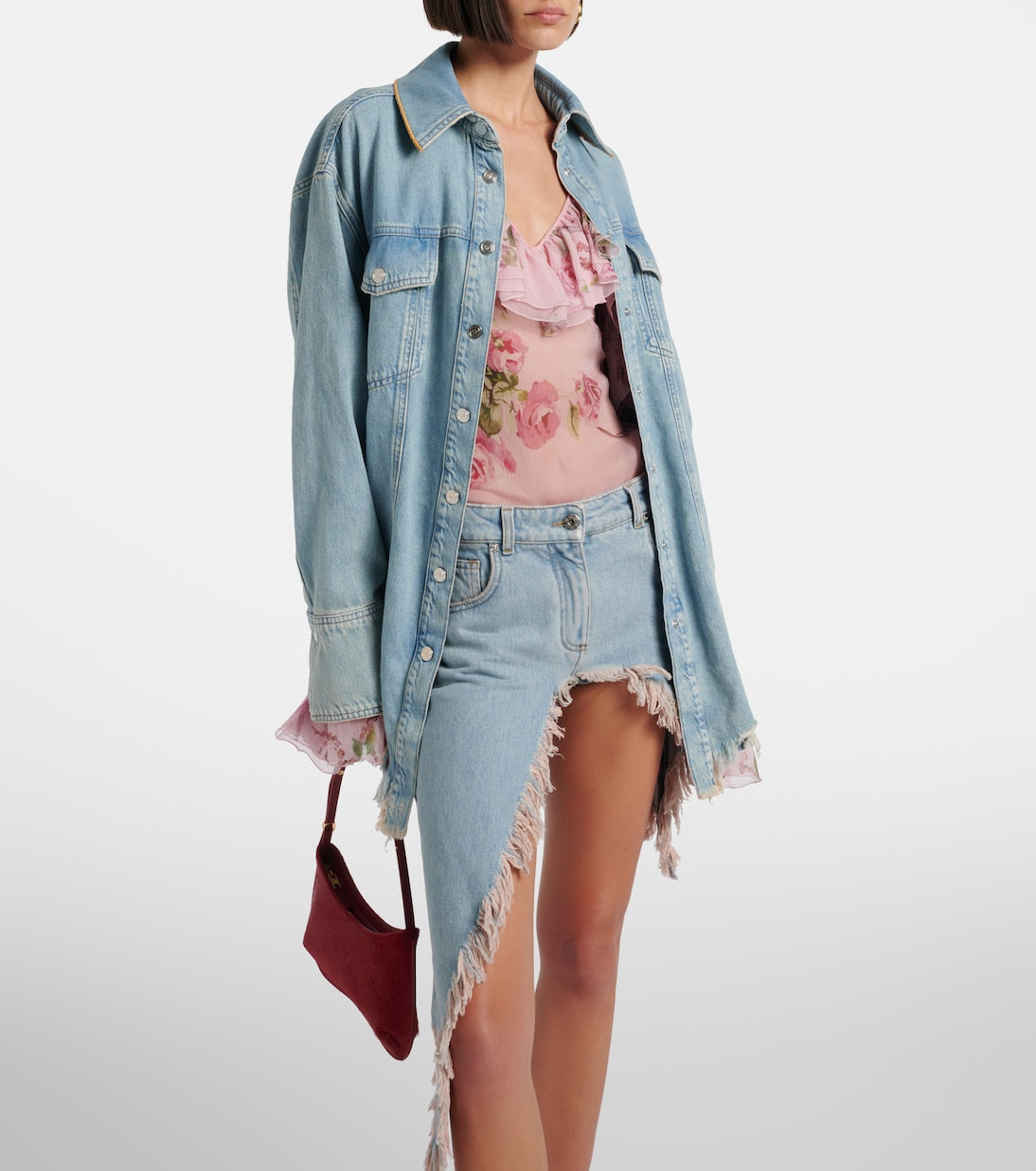 Blumarine - Asymmetric distressed denim miniskirt