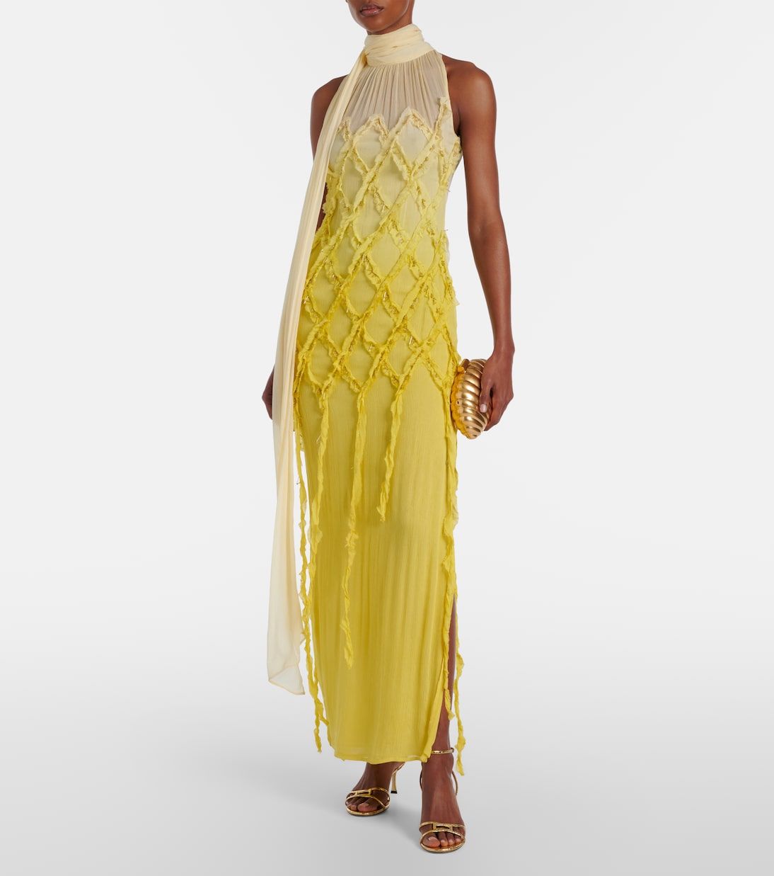 Blumarine - Embellished crepon maxi dress