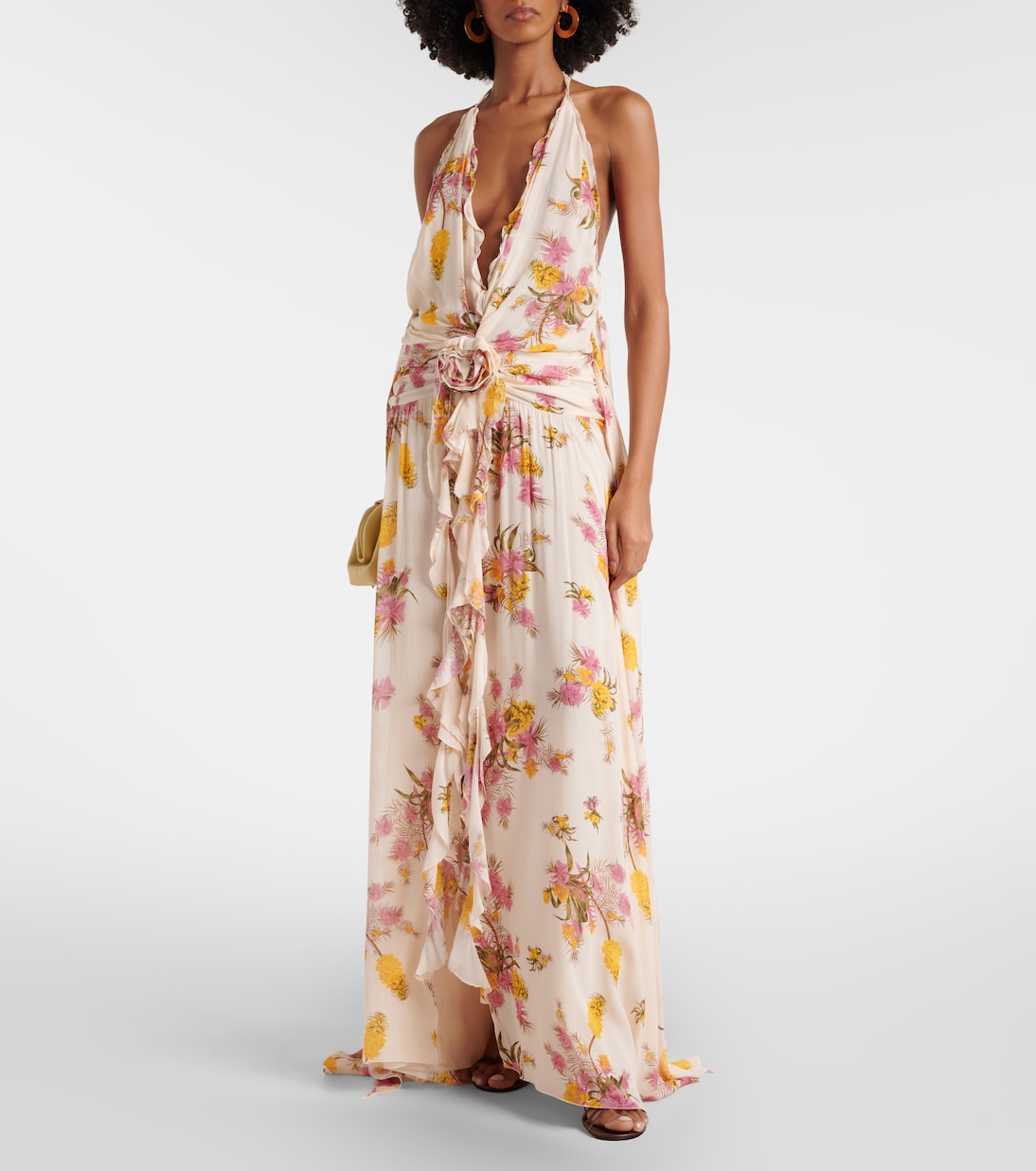 Blumarine - Floral ruffled georgette gown