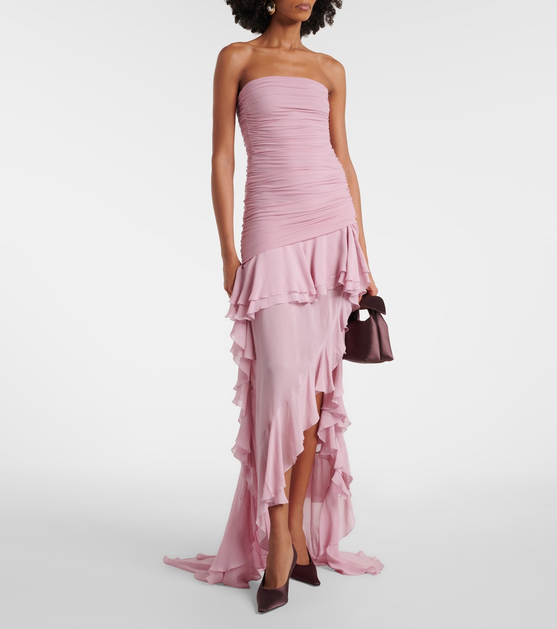Blumarine - Asymmetric ruffled georgette gown
