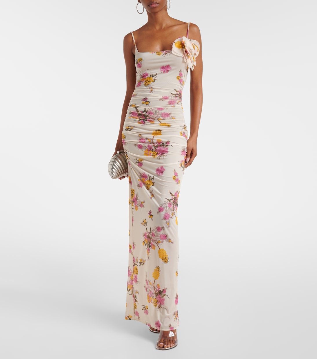 Blumarine - Floral-appliqué floral jersey maxi dress