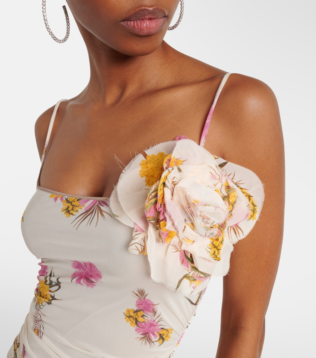 Blumarine - Floral-appliqué floral jersey maxi dress