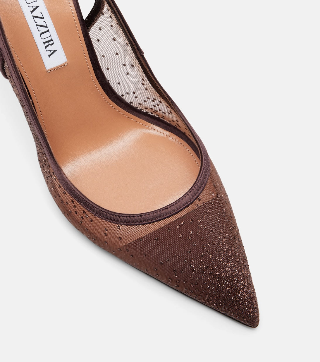Aquazzura - Bow Tie 105 glitter mesh slingback pumps