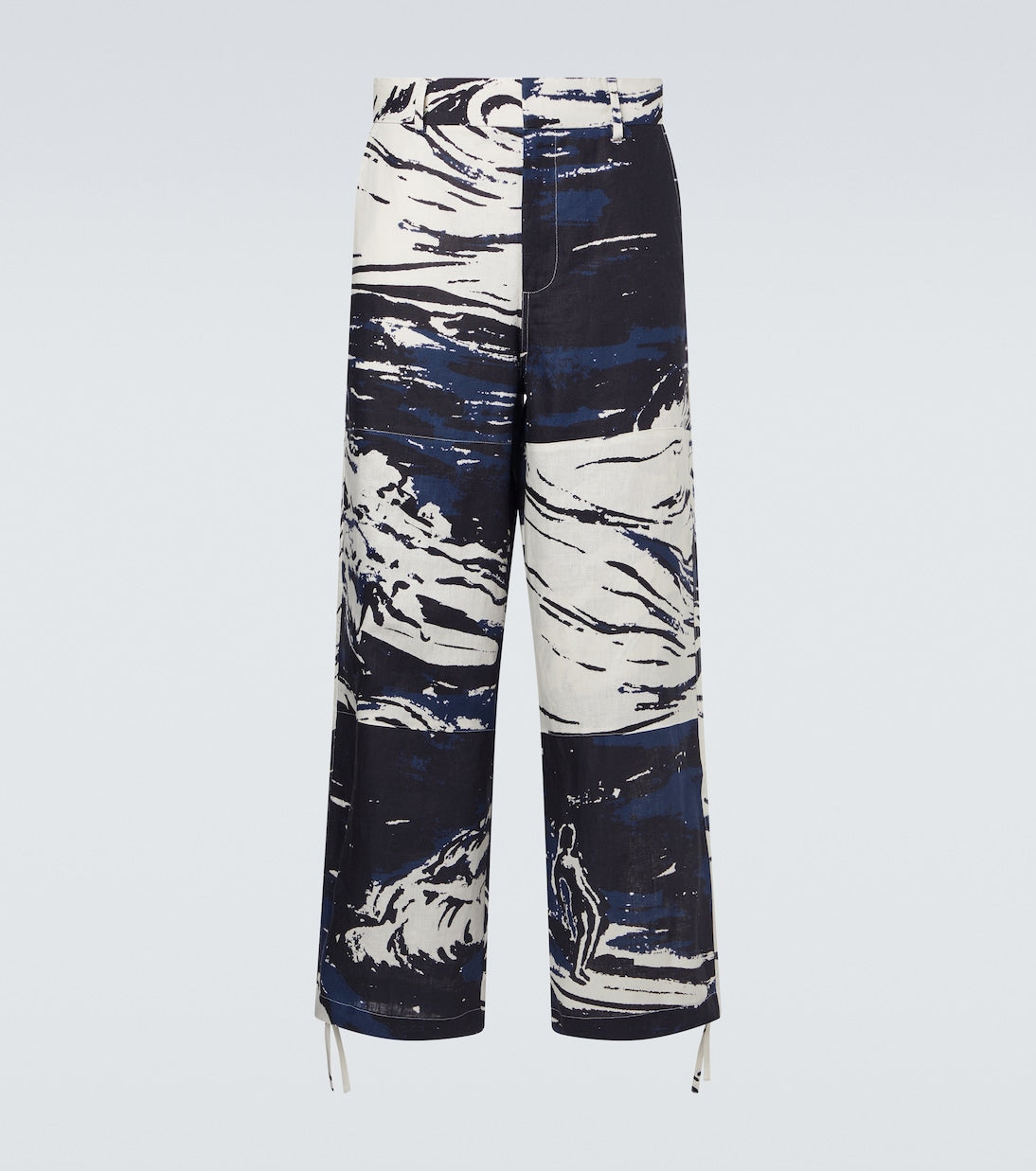 Commas - Printed linen straight pants