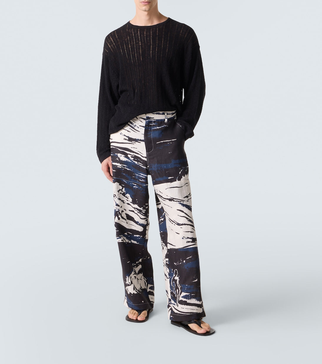 Commas - Printed linen straight pants