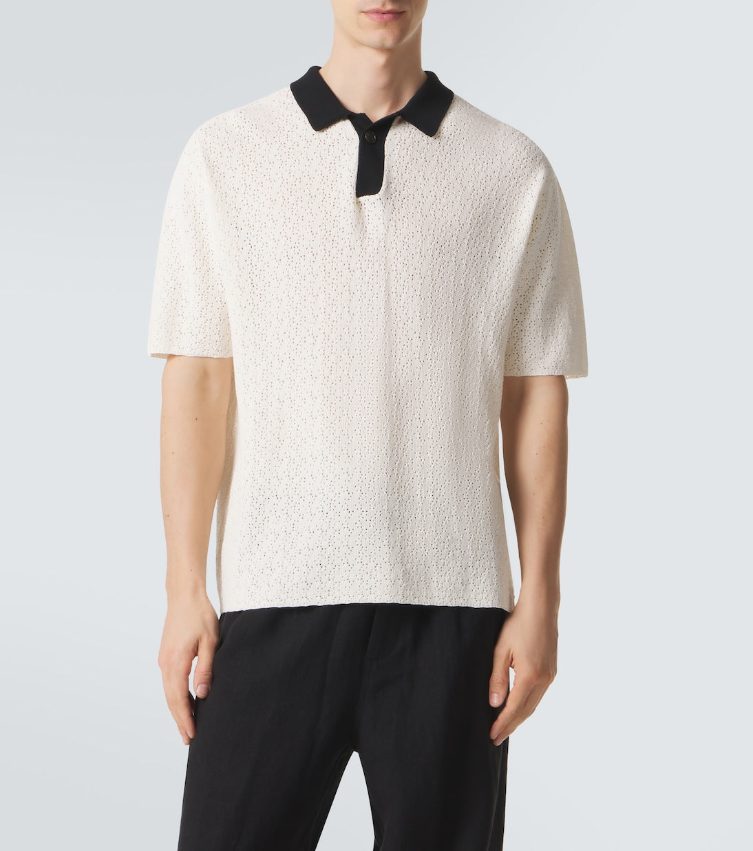 Commas - Crochet cotton-blend polo shirt