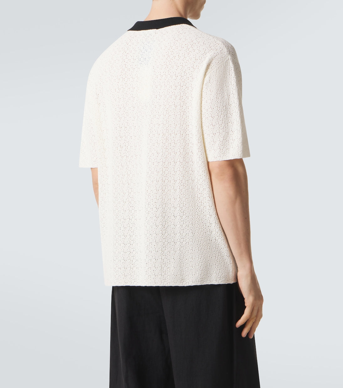 Commas - Crochet cotton-blend polo shirt