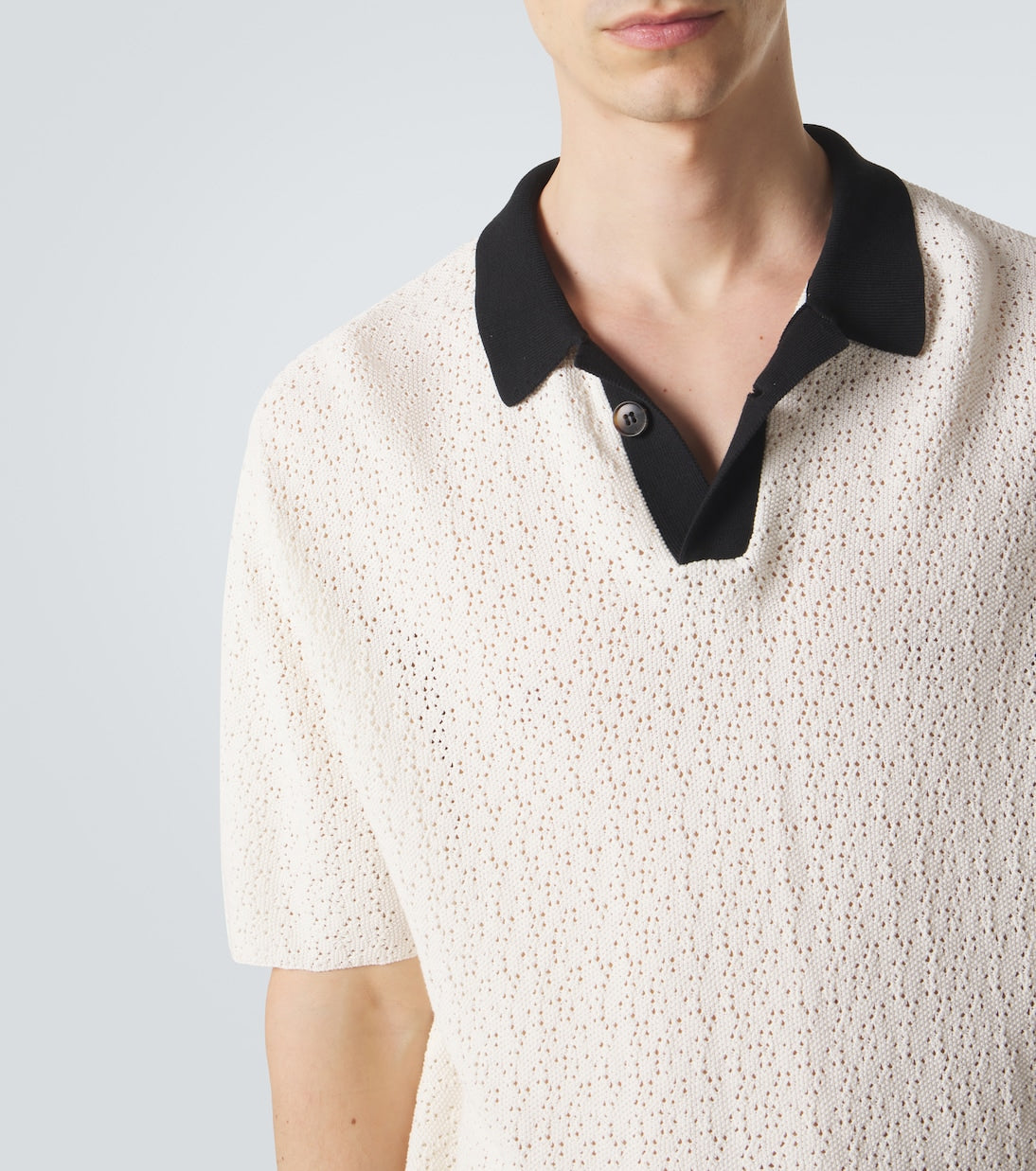 Commas - Crochet cotton-blend polo shirt