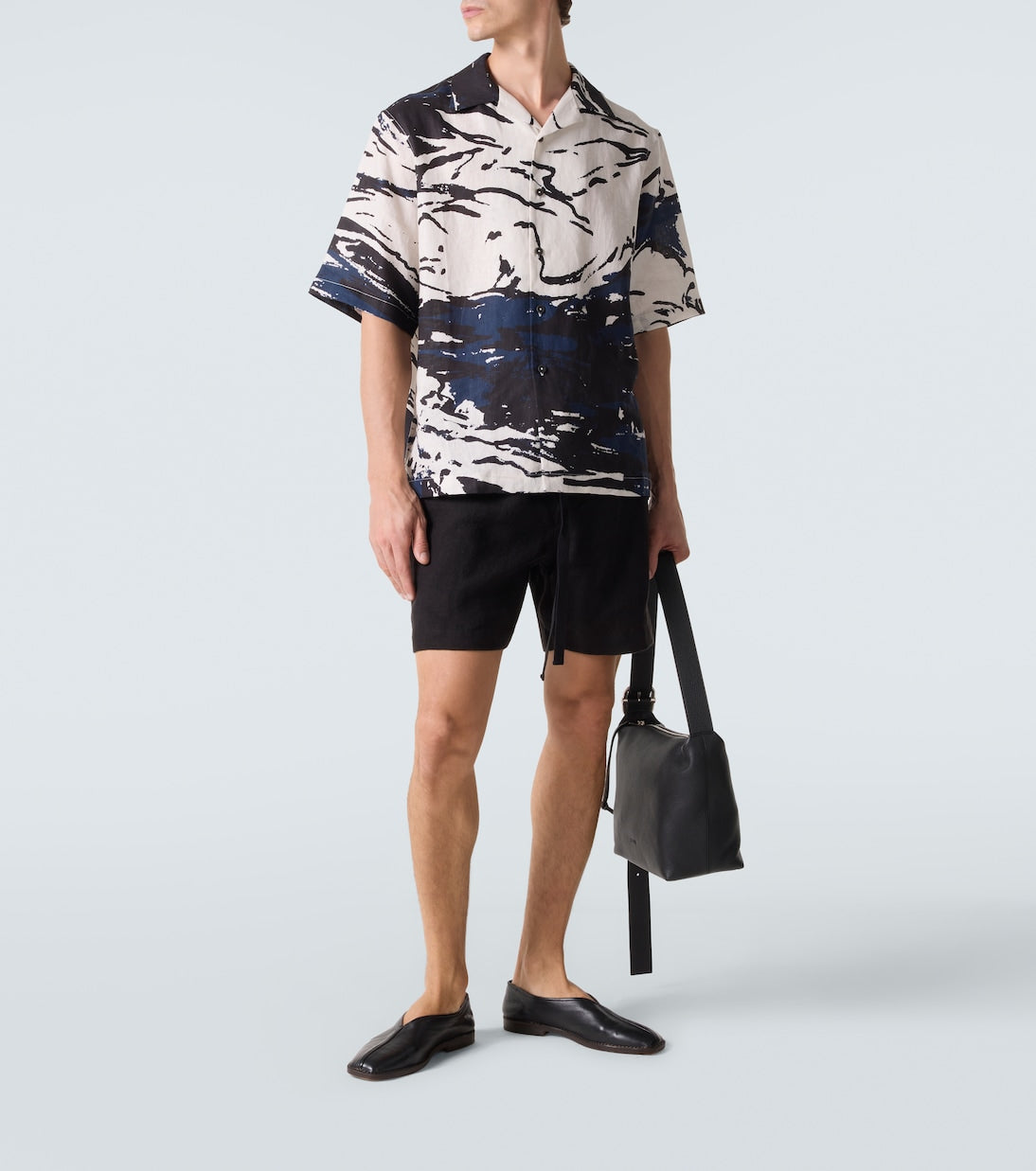 Commas - Printed linen bowling shirt
