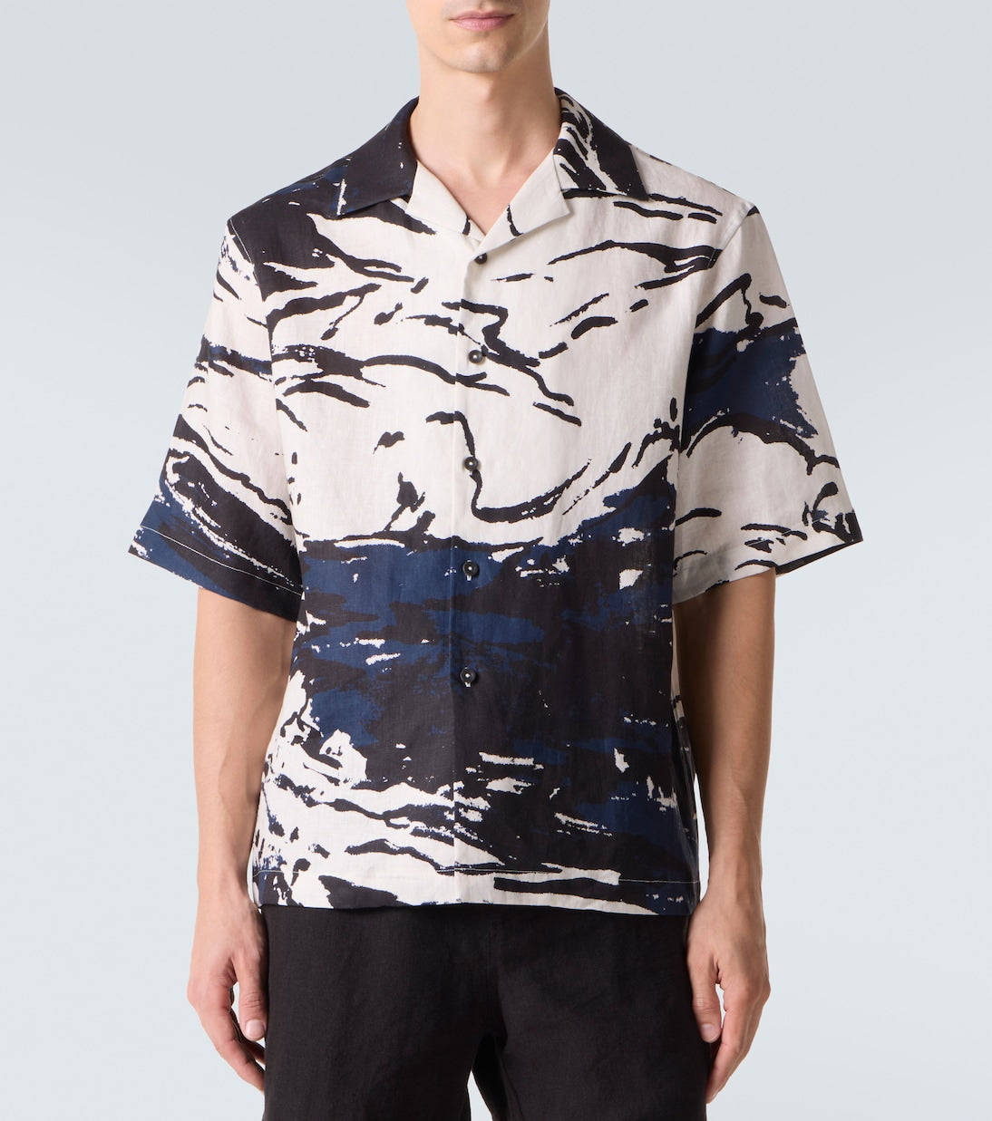 Commas - Printed linen bowling shirt