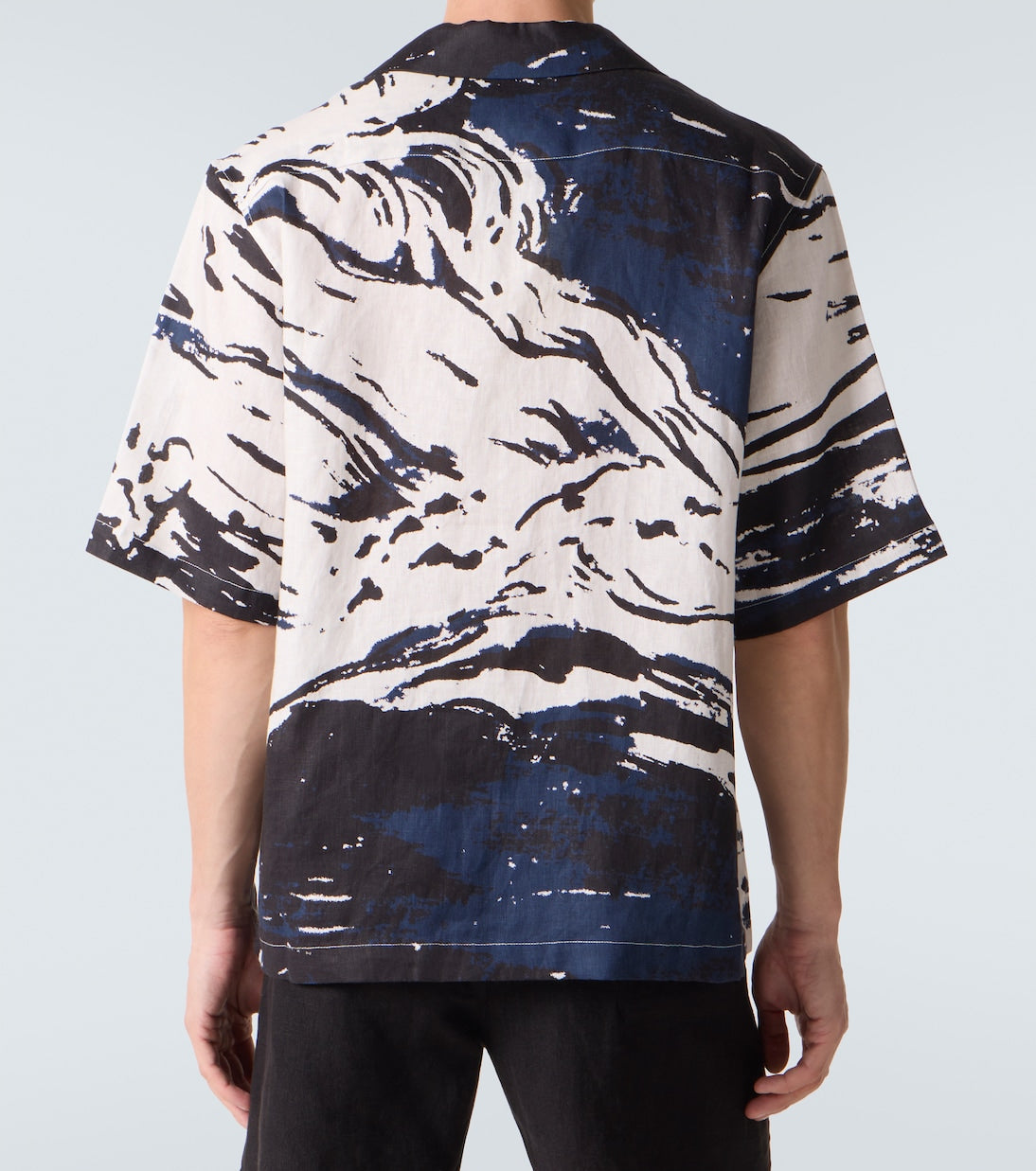 Commas - Printed linen bowling shirt