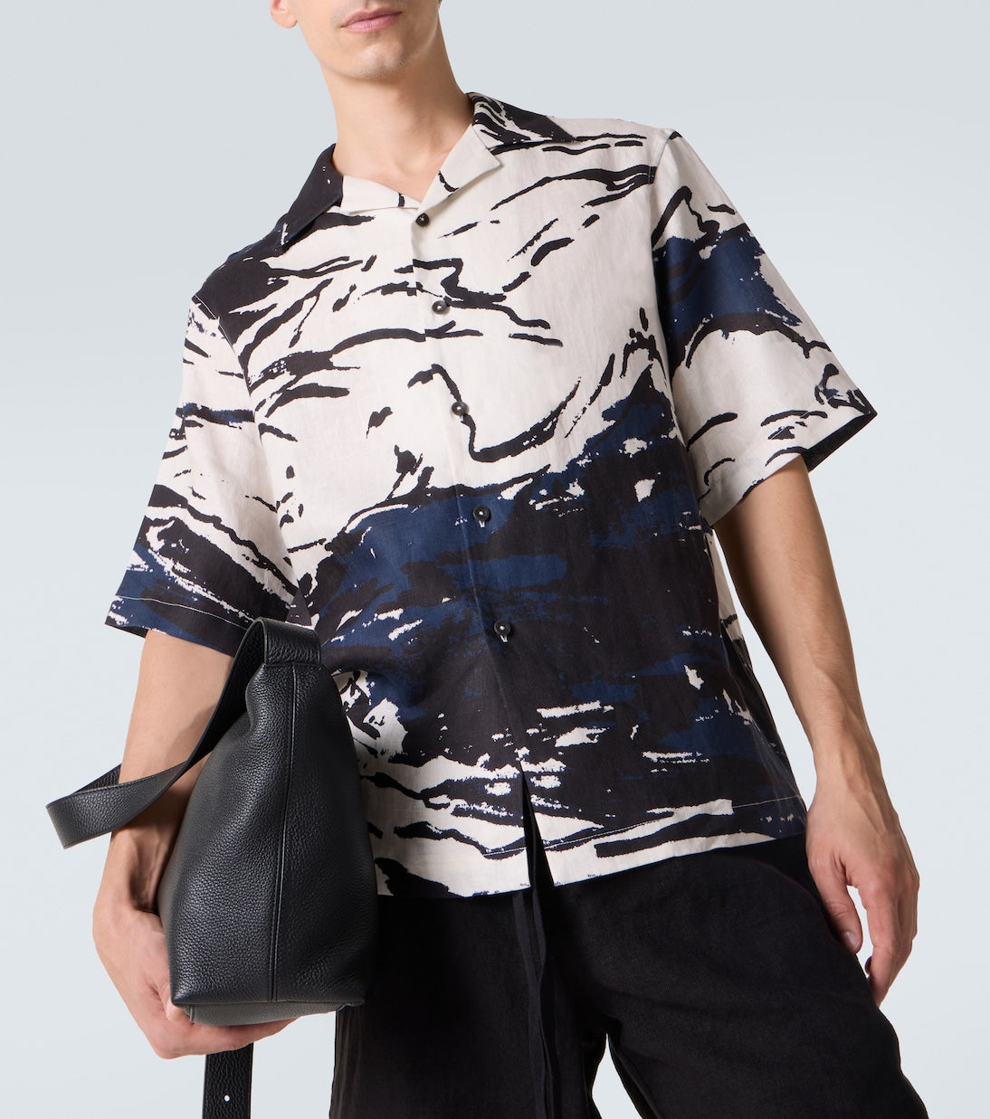 Commas - Printed linen bowling shirt