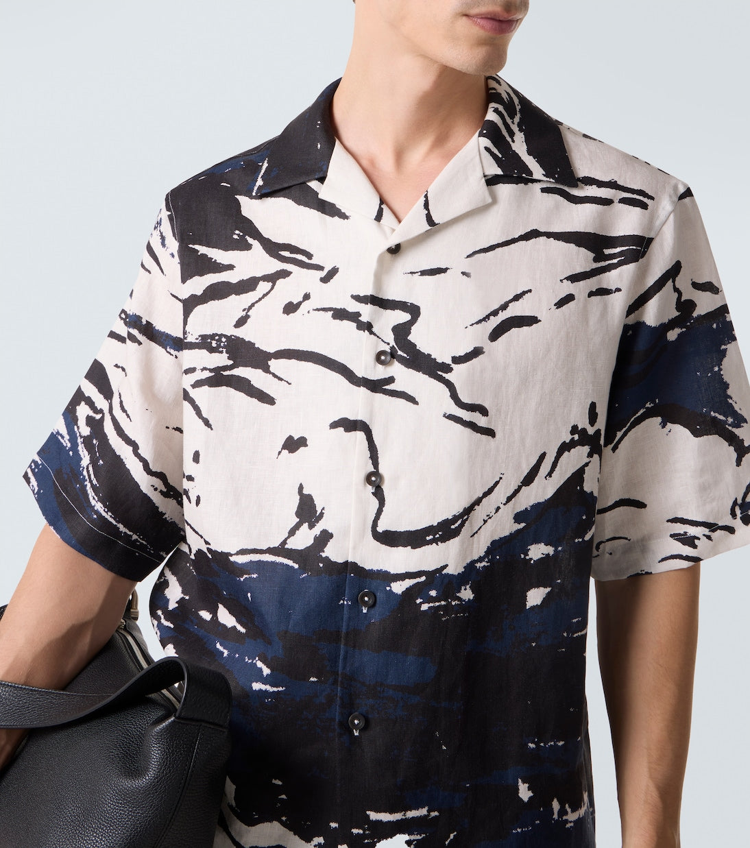Commas - Printed linen bowling shirt