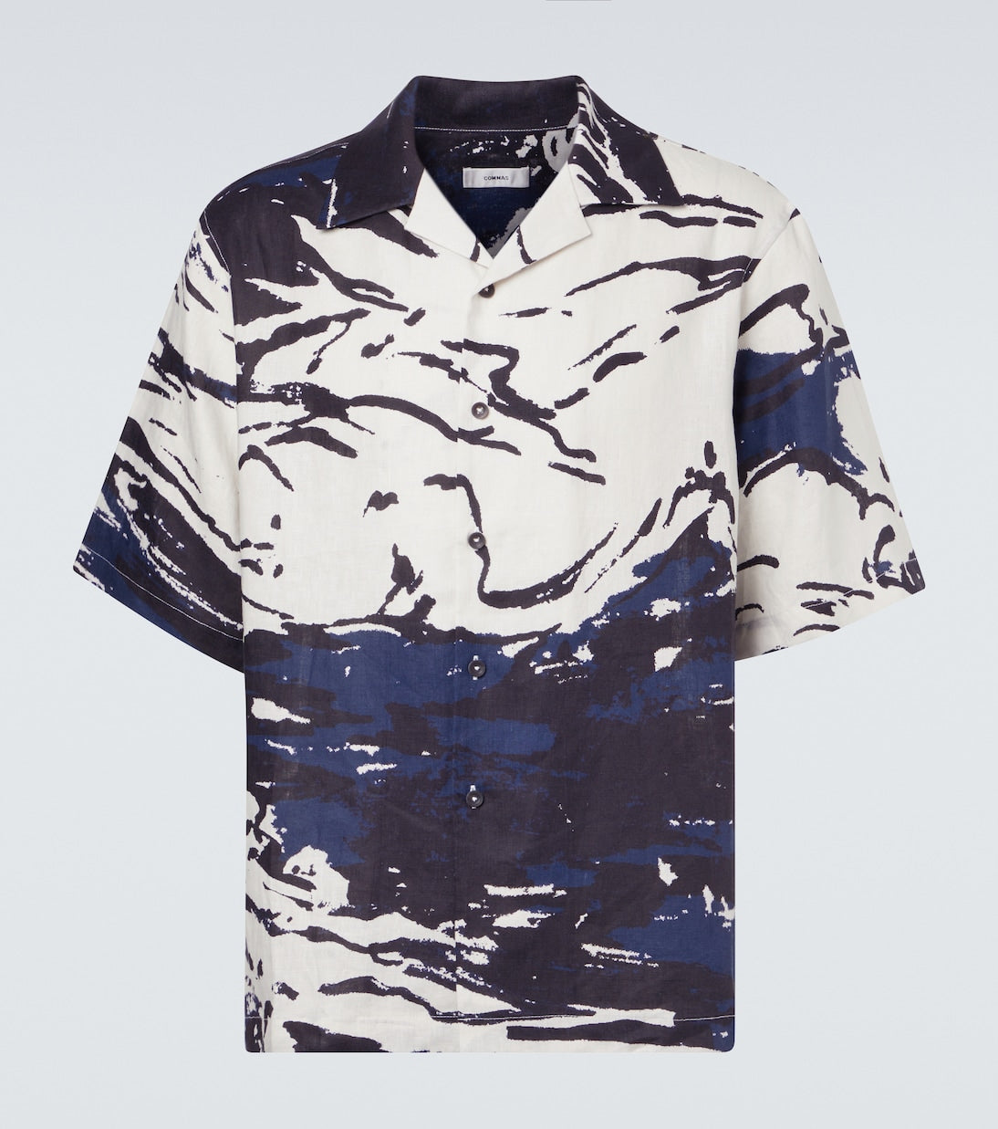 Commas - Printed linen bowling shirt