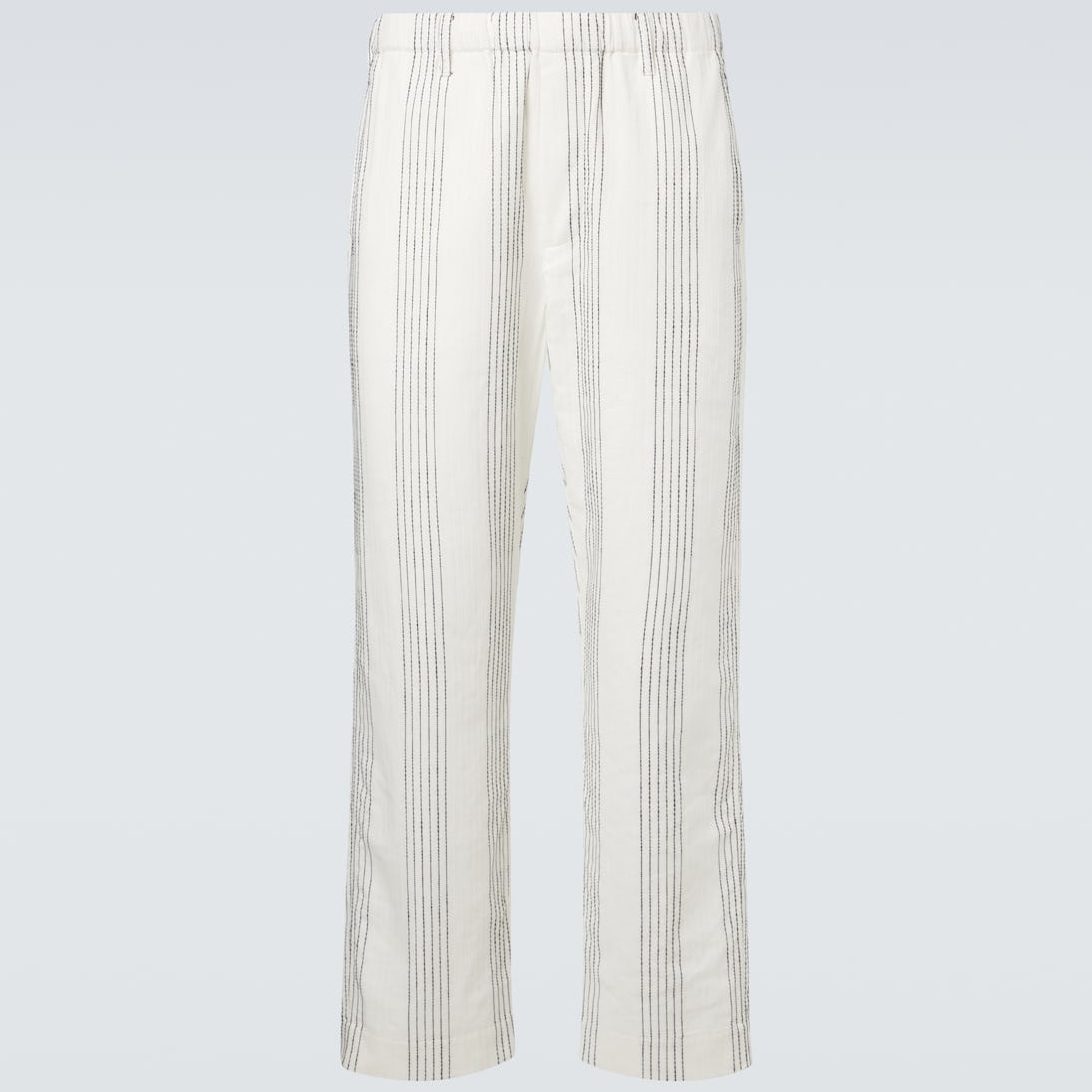 Commas - Textured Striped cotton straight pants