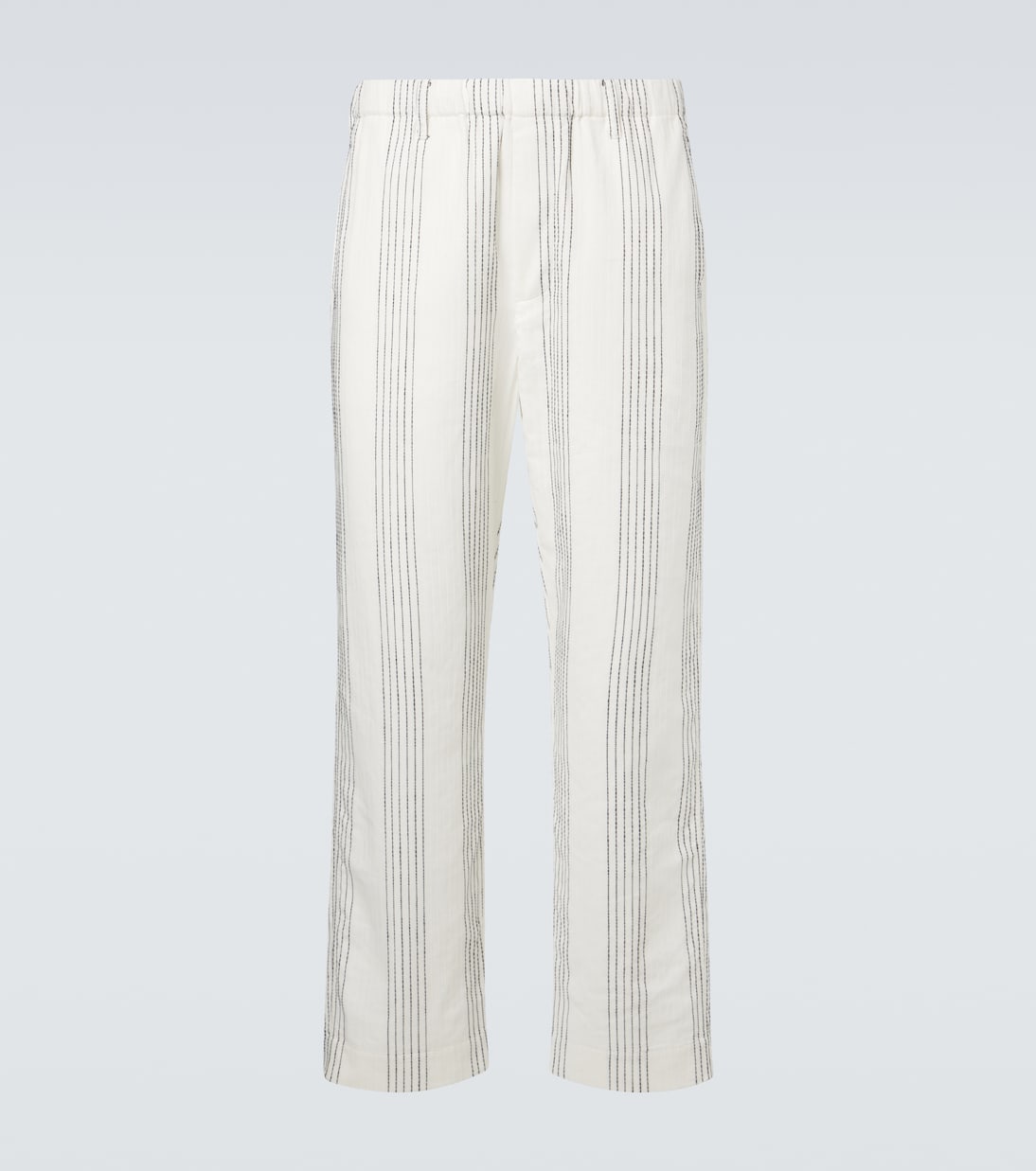 Commas - Textured Striped cotton straight pants