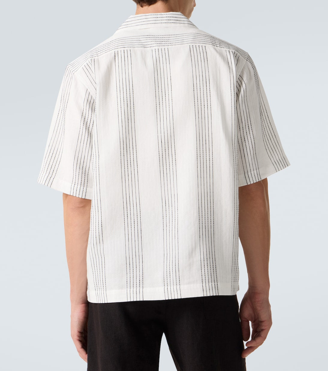 Commas - Textured Striped cotton bowling shirt
