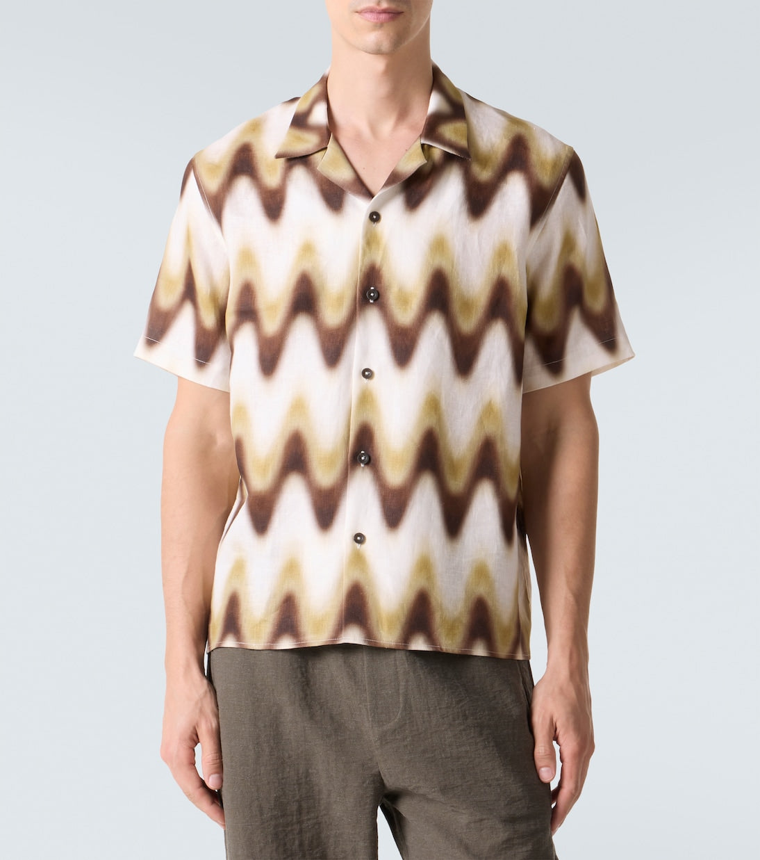 Commas - Printed linen bowling shirt