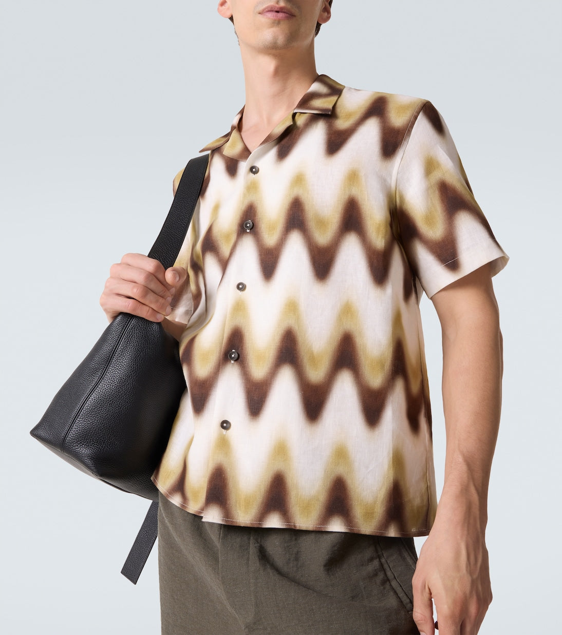 Commas - Printed linen bowling shirt