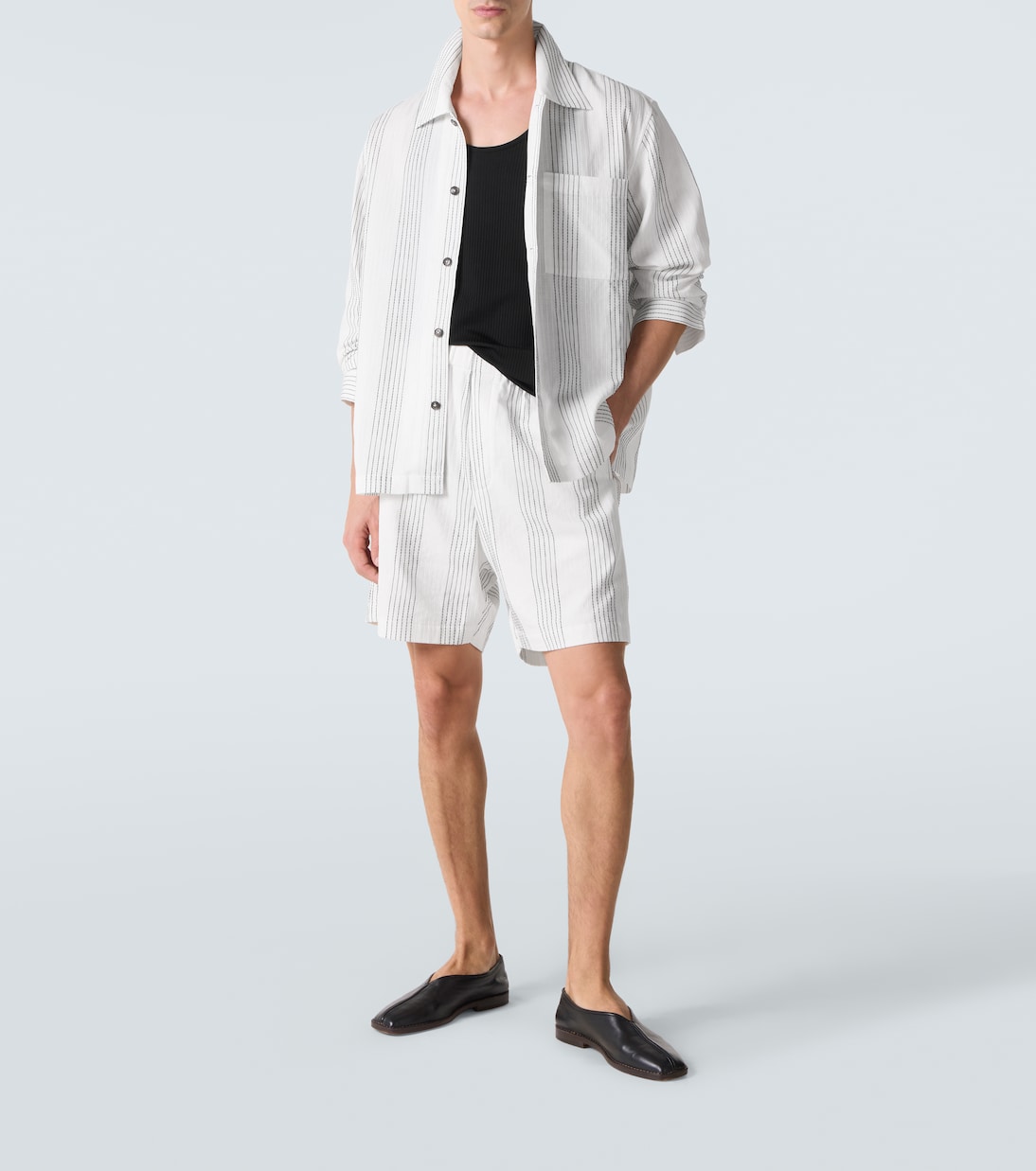 Commas - Textured Striped cotton overshirt