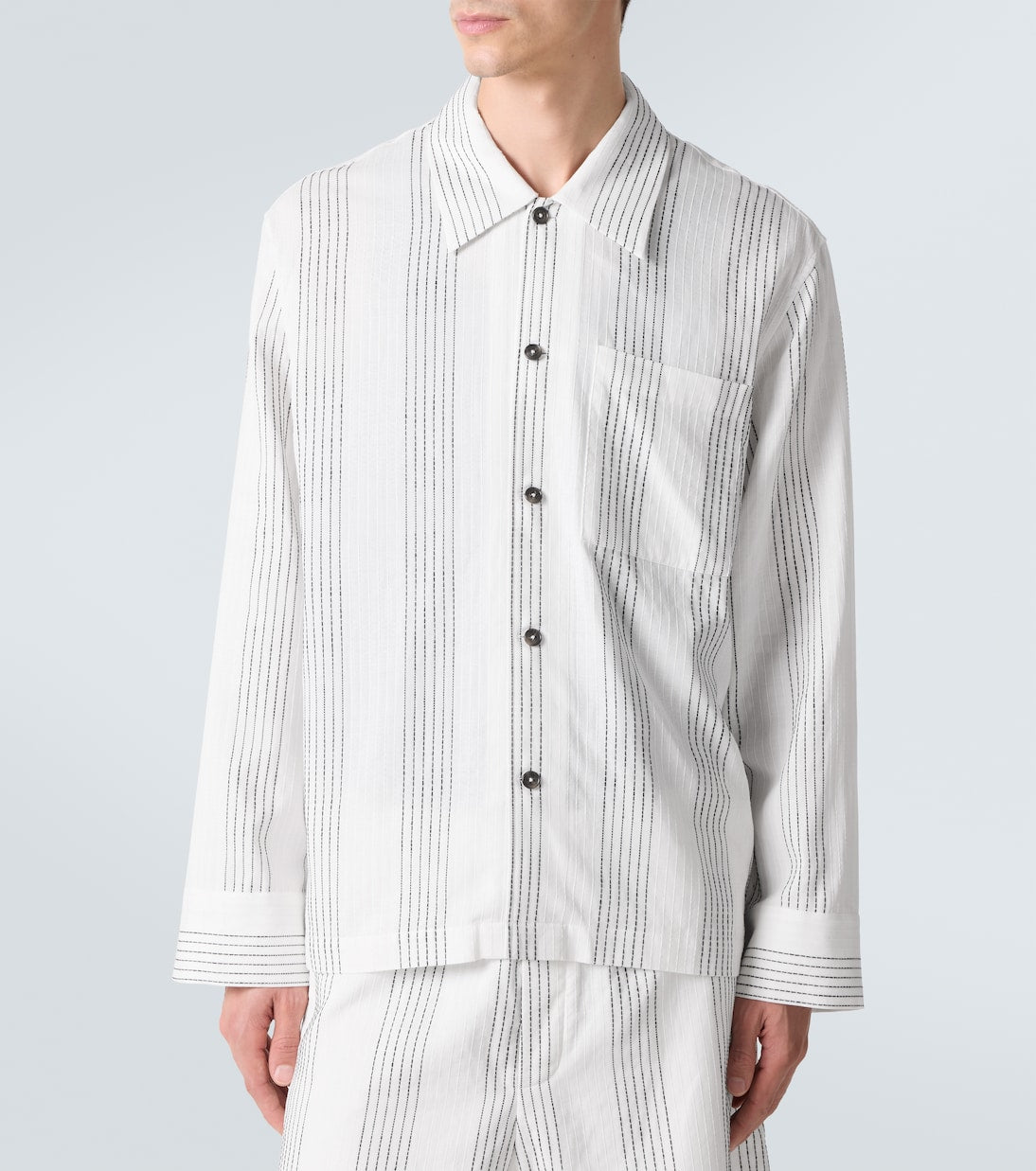 Commas - Textured Striped cotton overshirt