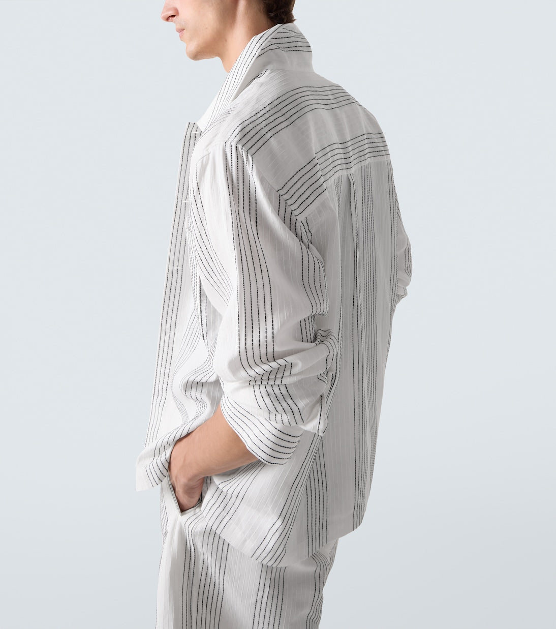 Commas - Textured Striped cotton overshirt
