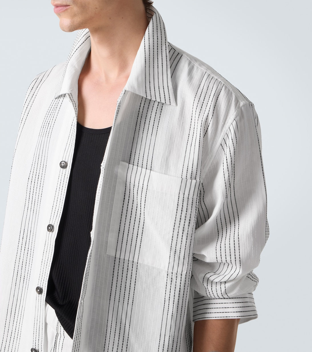 Commas - Textured Striped cotton overshirt