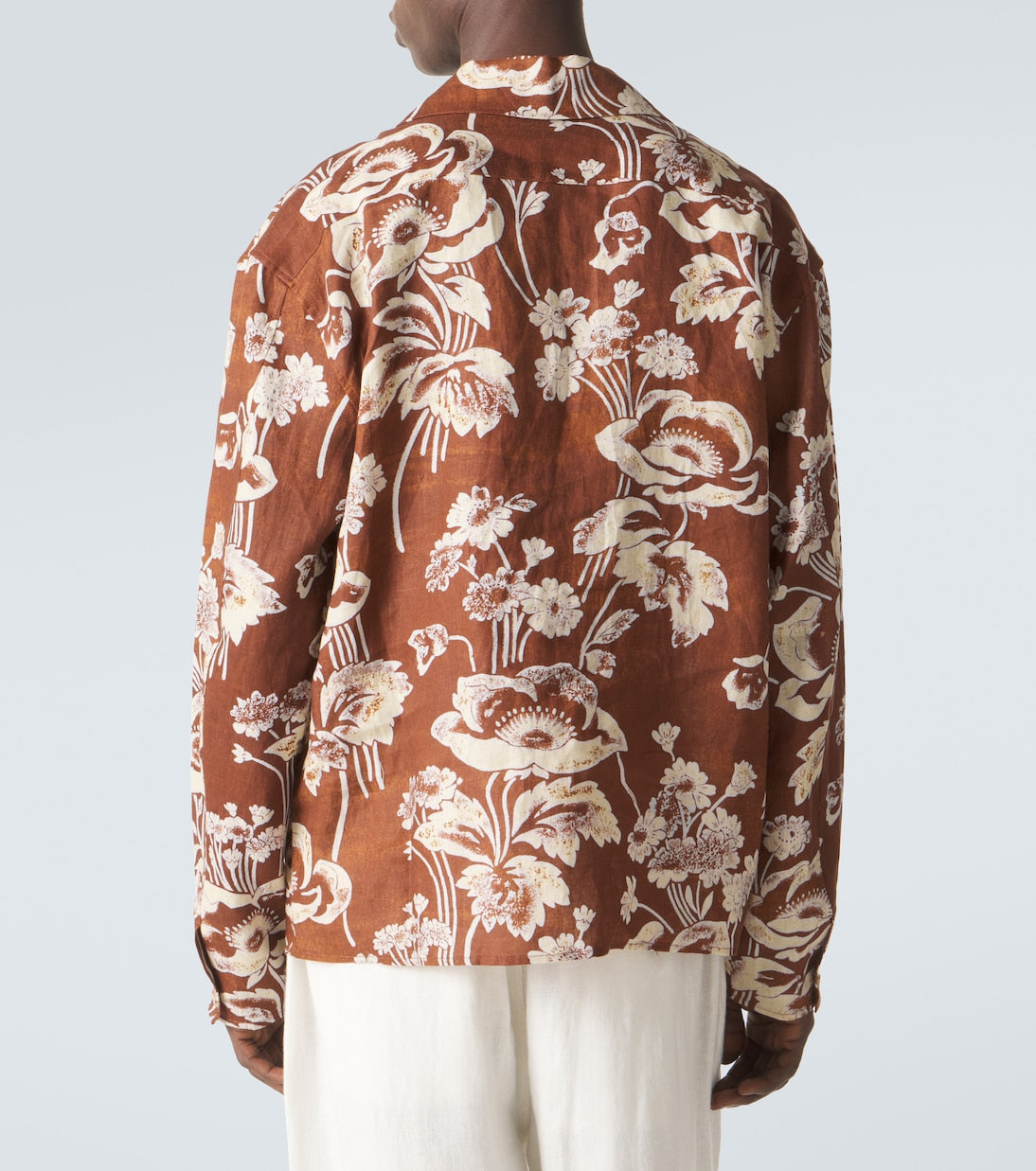 Commas - Floral tie-neck linen shirt