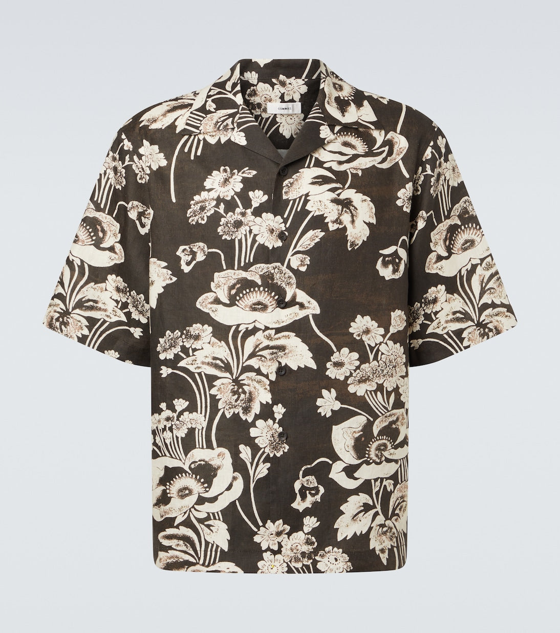 Commas - Floral linen bowling shirt