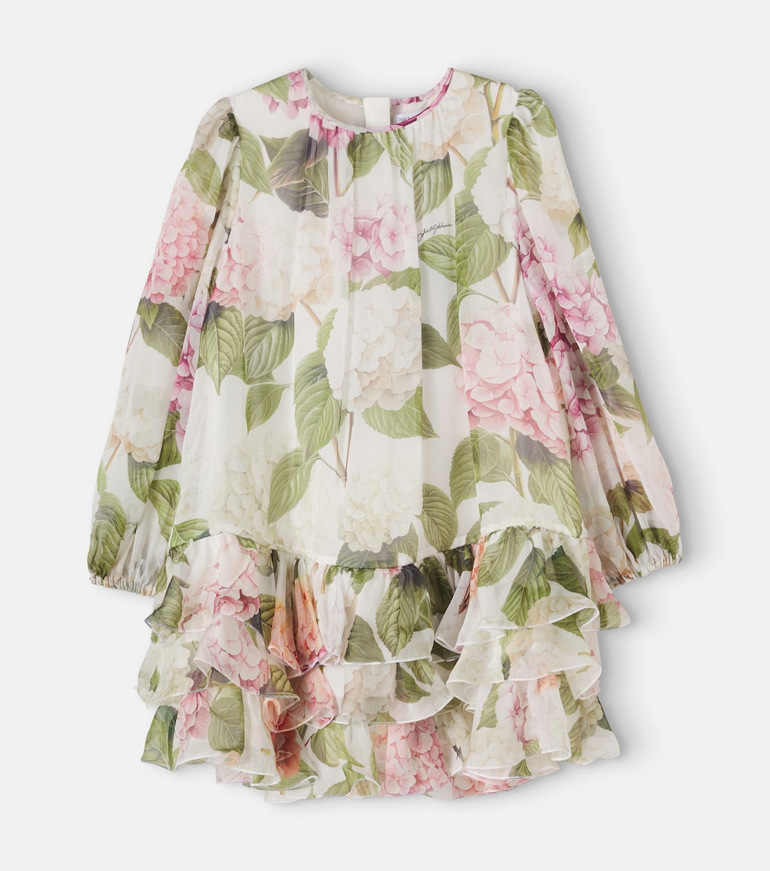 Dolce&Gabbana Kids - Floral ruffled silk chiffon dress
