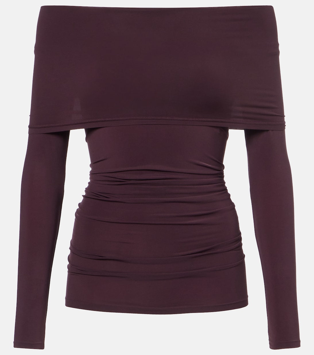 Wolford - Ruched semi-sheer off-shoulder top