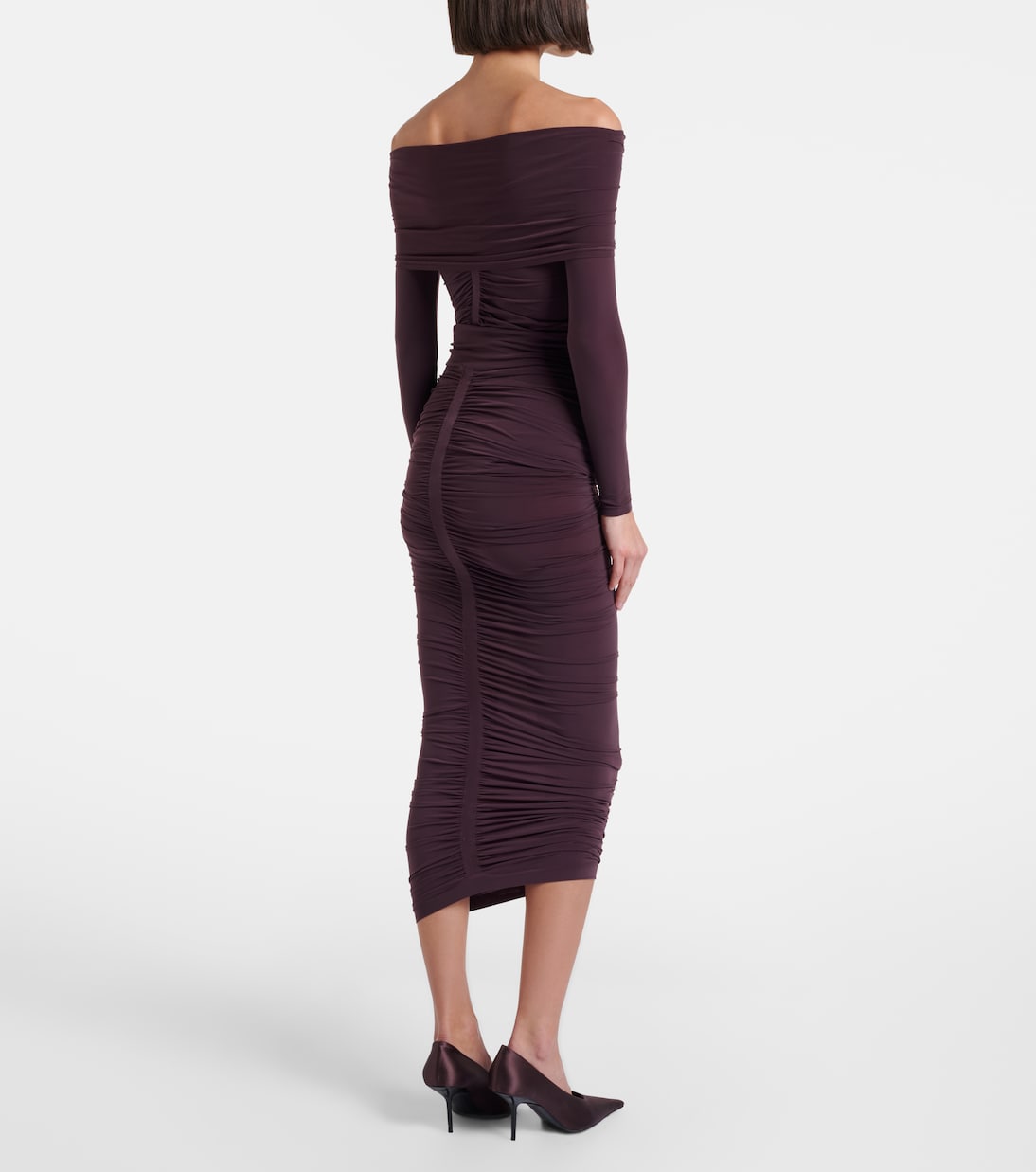Wolford - Ruched semi-sheer off-shoulder top