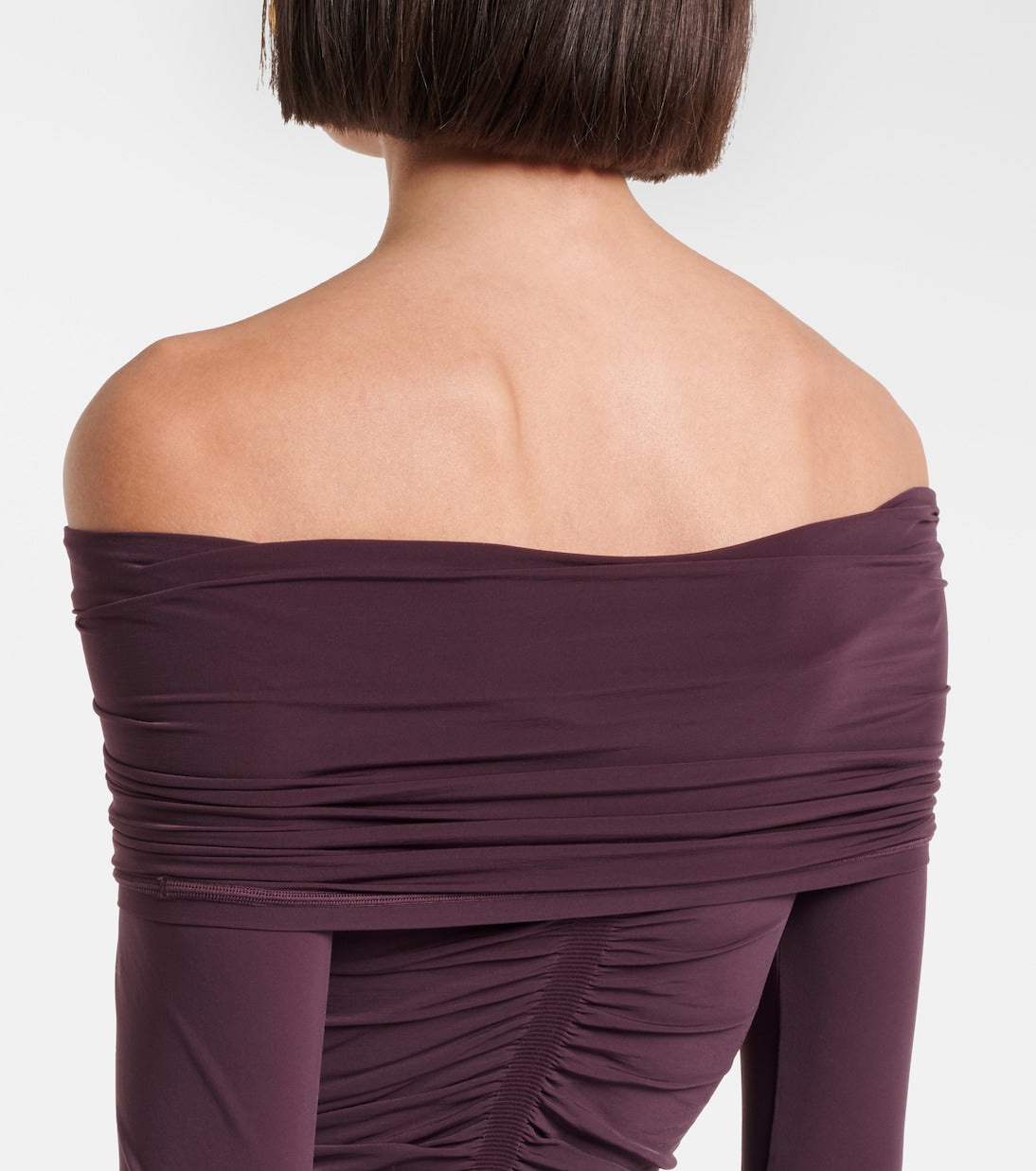 Wolford - Ruched semi-sheer off-shoulder top
